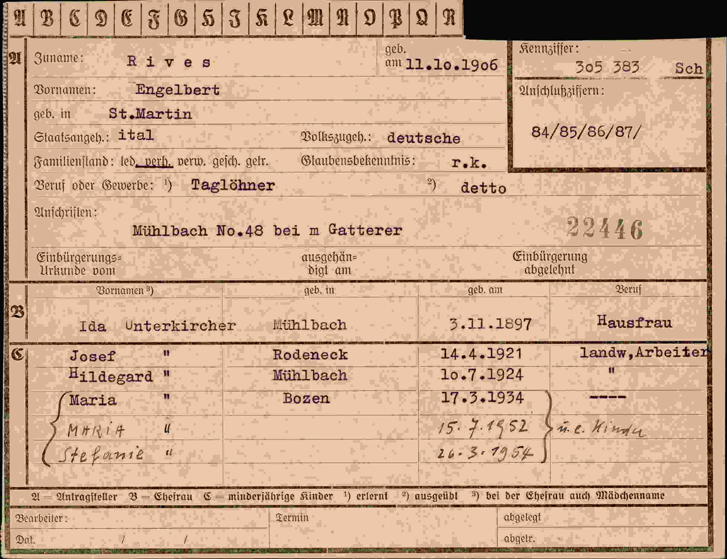 Vorderseite des Dokuments