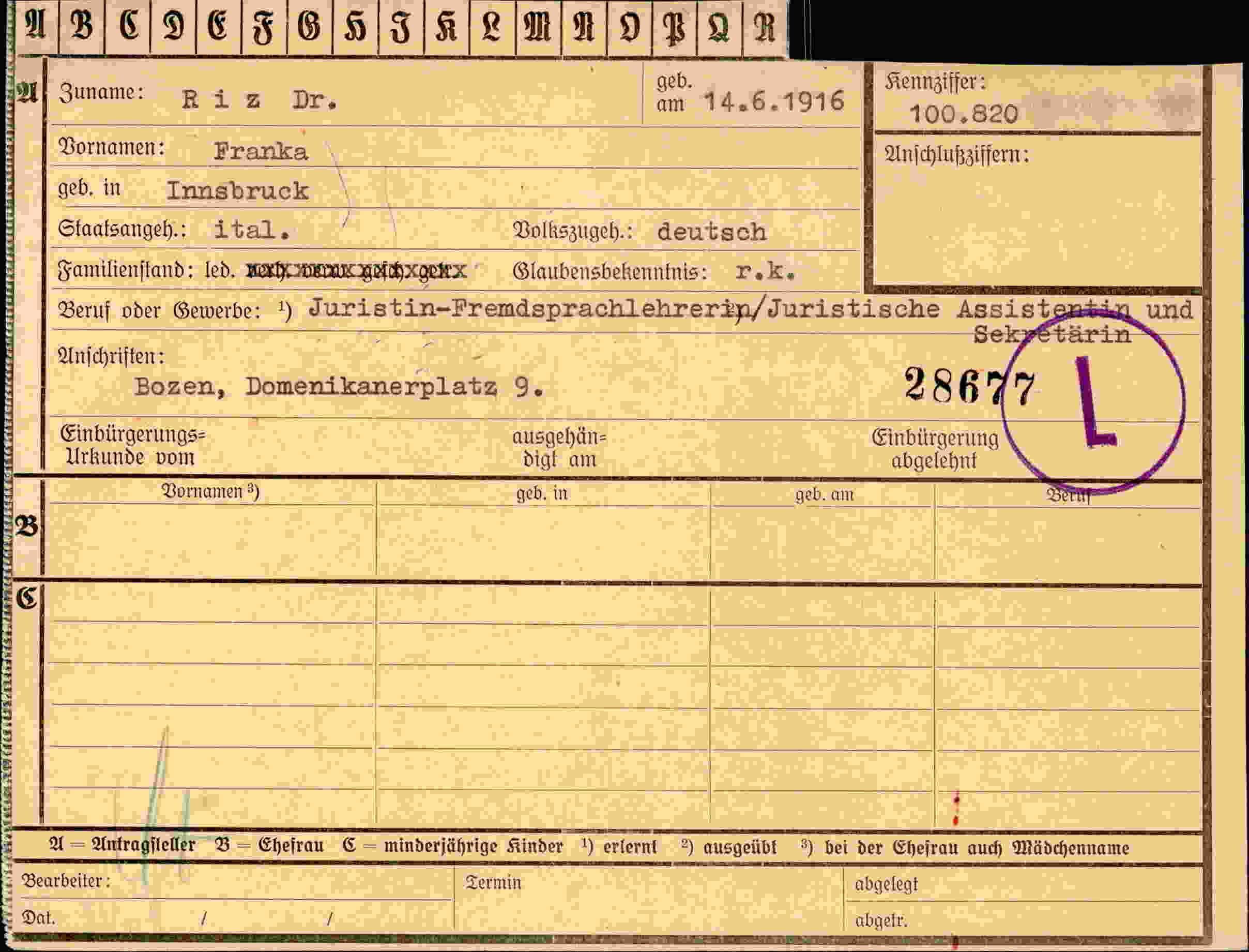 Dokument für Franka Riz Dr
