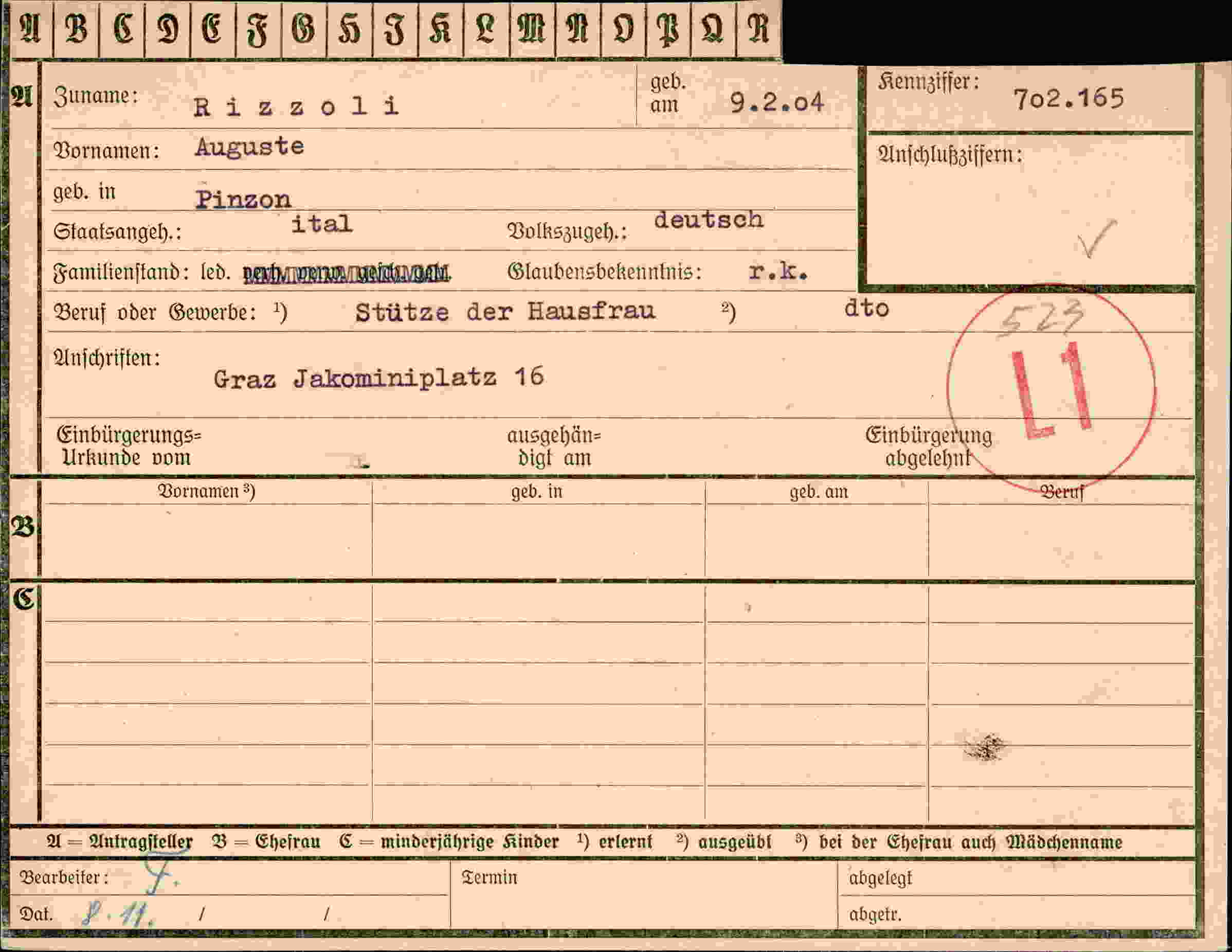 Vorderseite des Dokuments