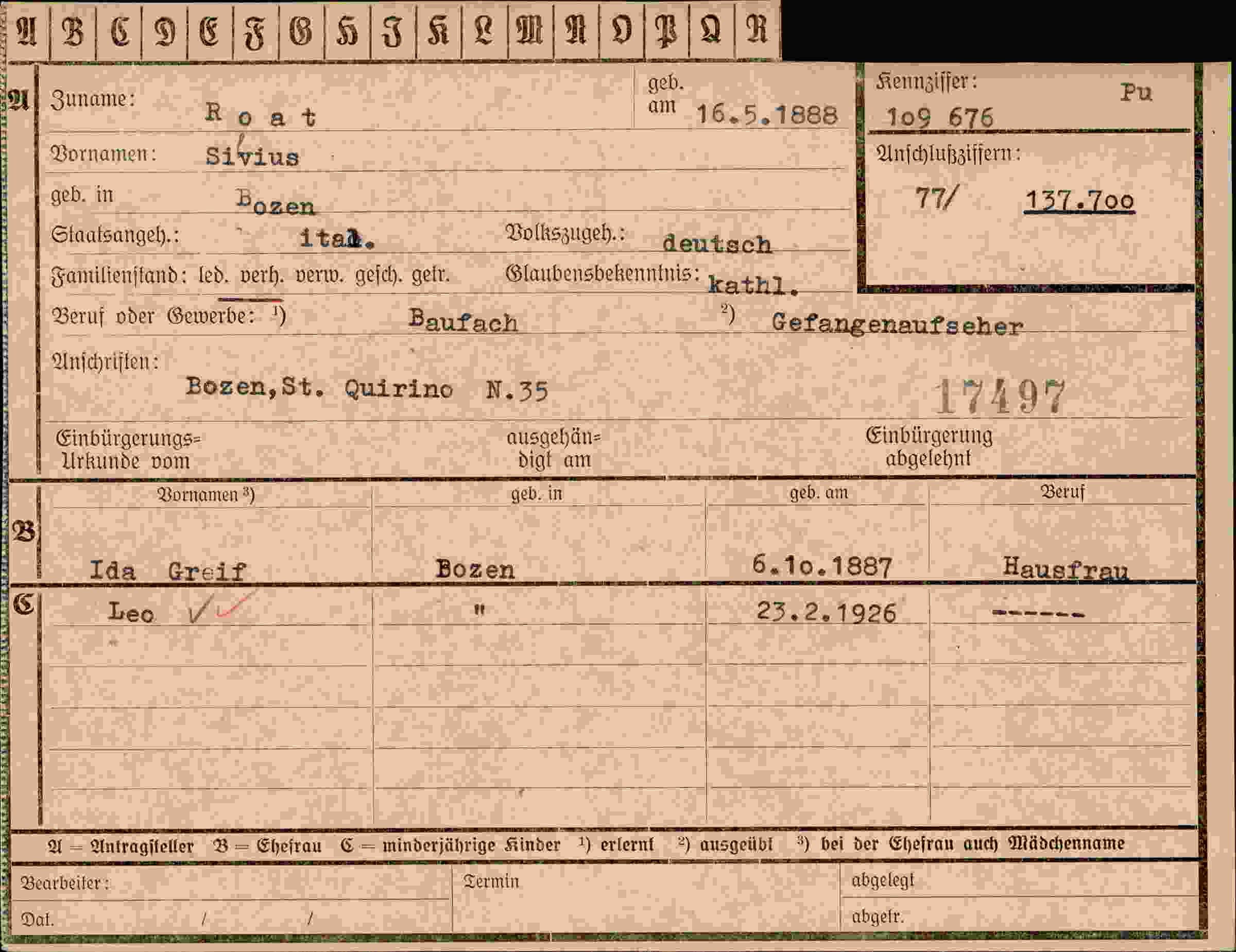 Dokument für Sivius Roat