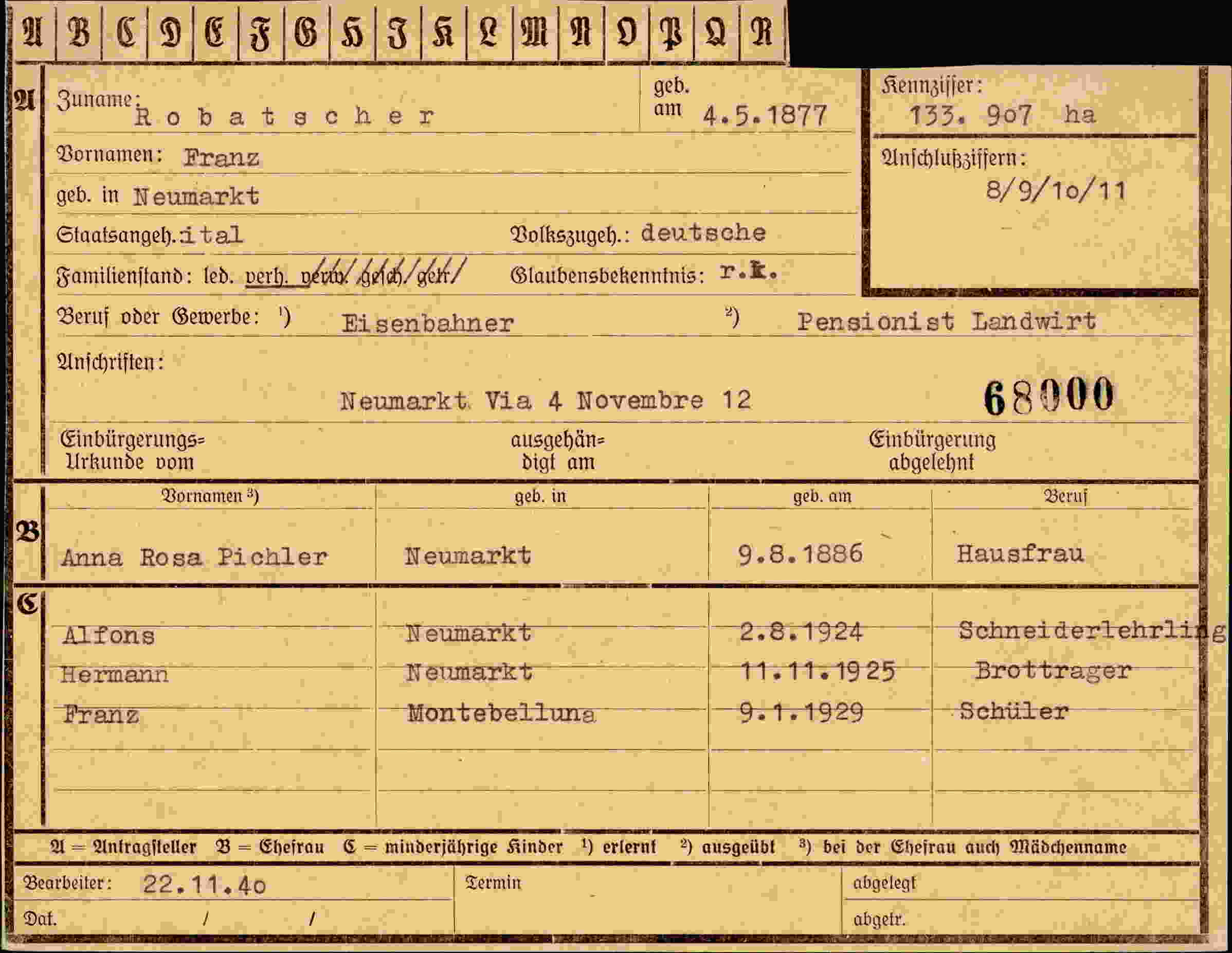 Dokument für Franz Robatscher