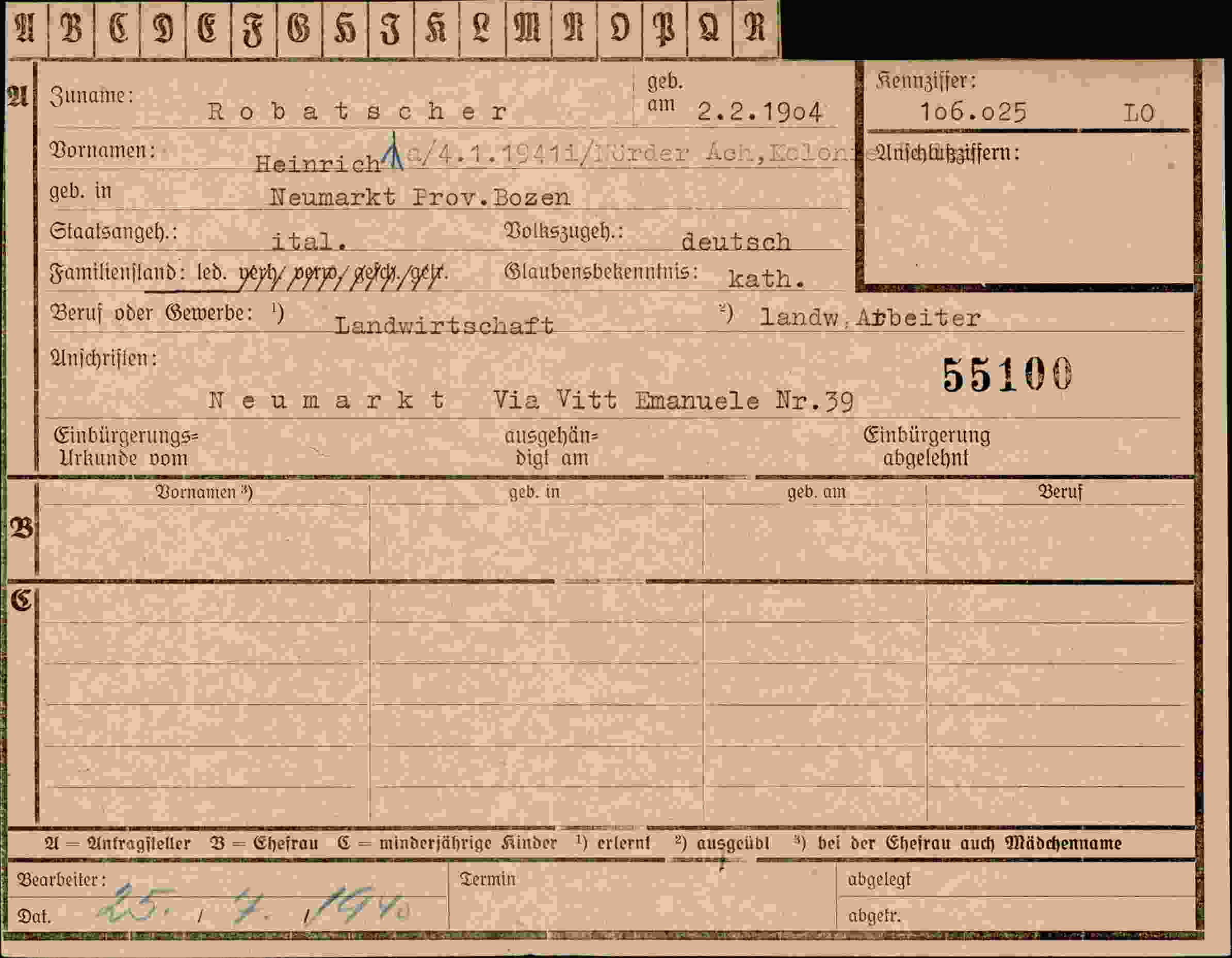 Dokument für Heinrich Robatscher