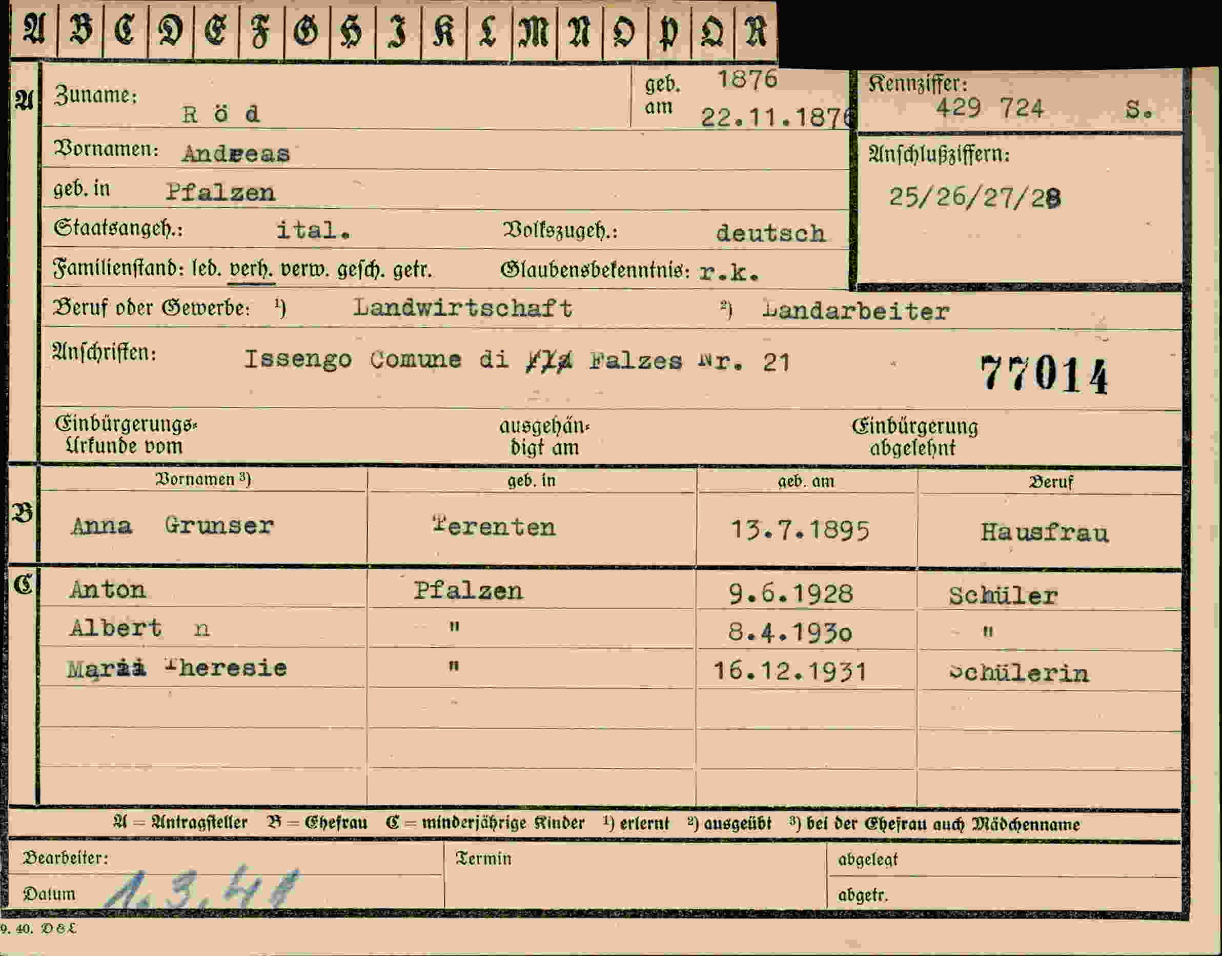 Dokument für Andreas Röd