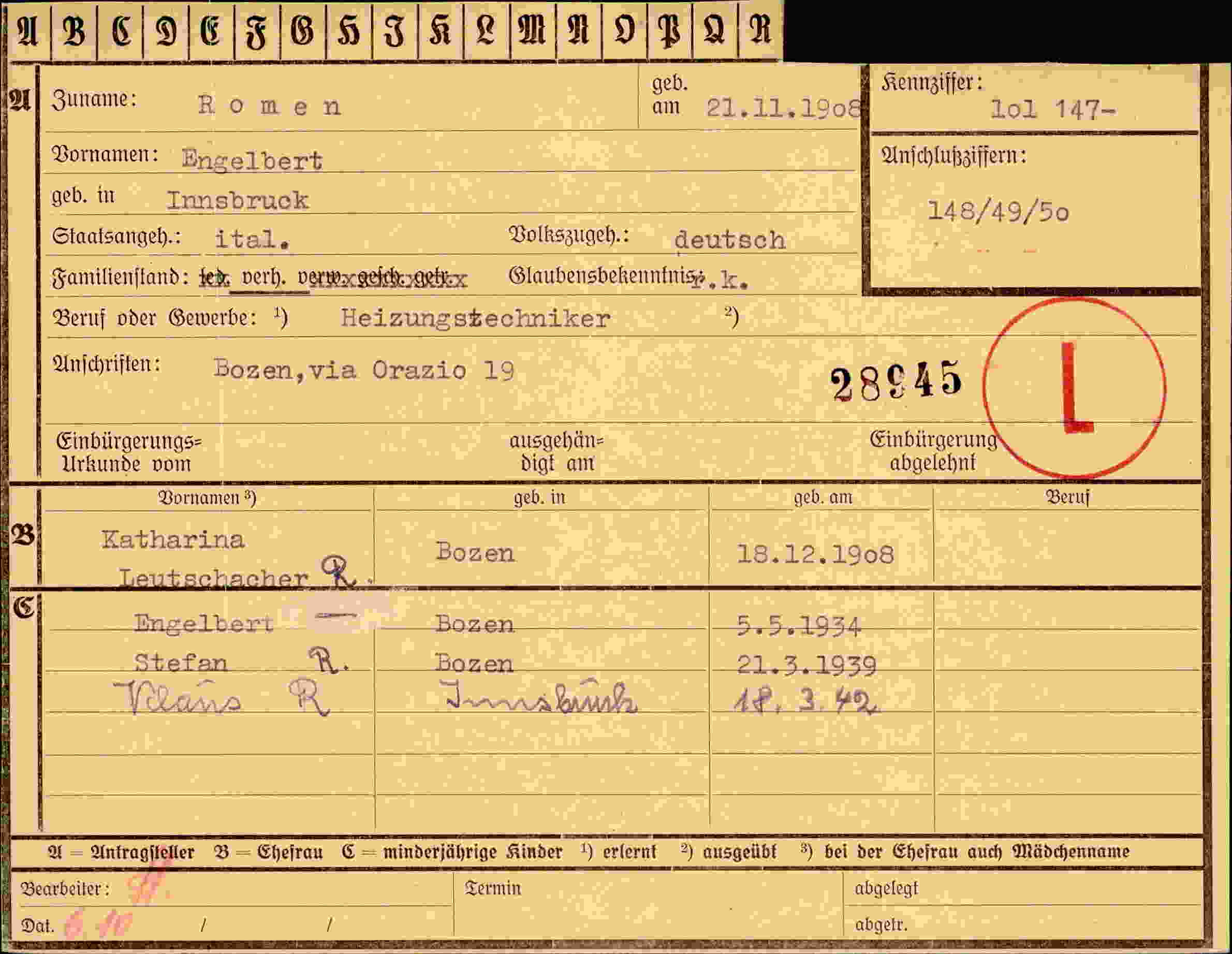 Vorderseite des Dokuments