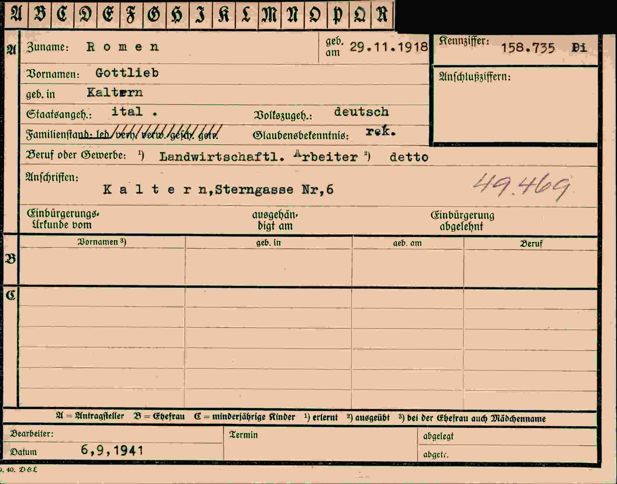 Vorderseite des Dokuments