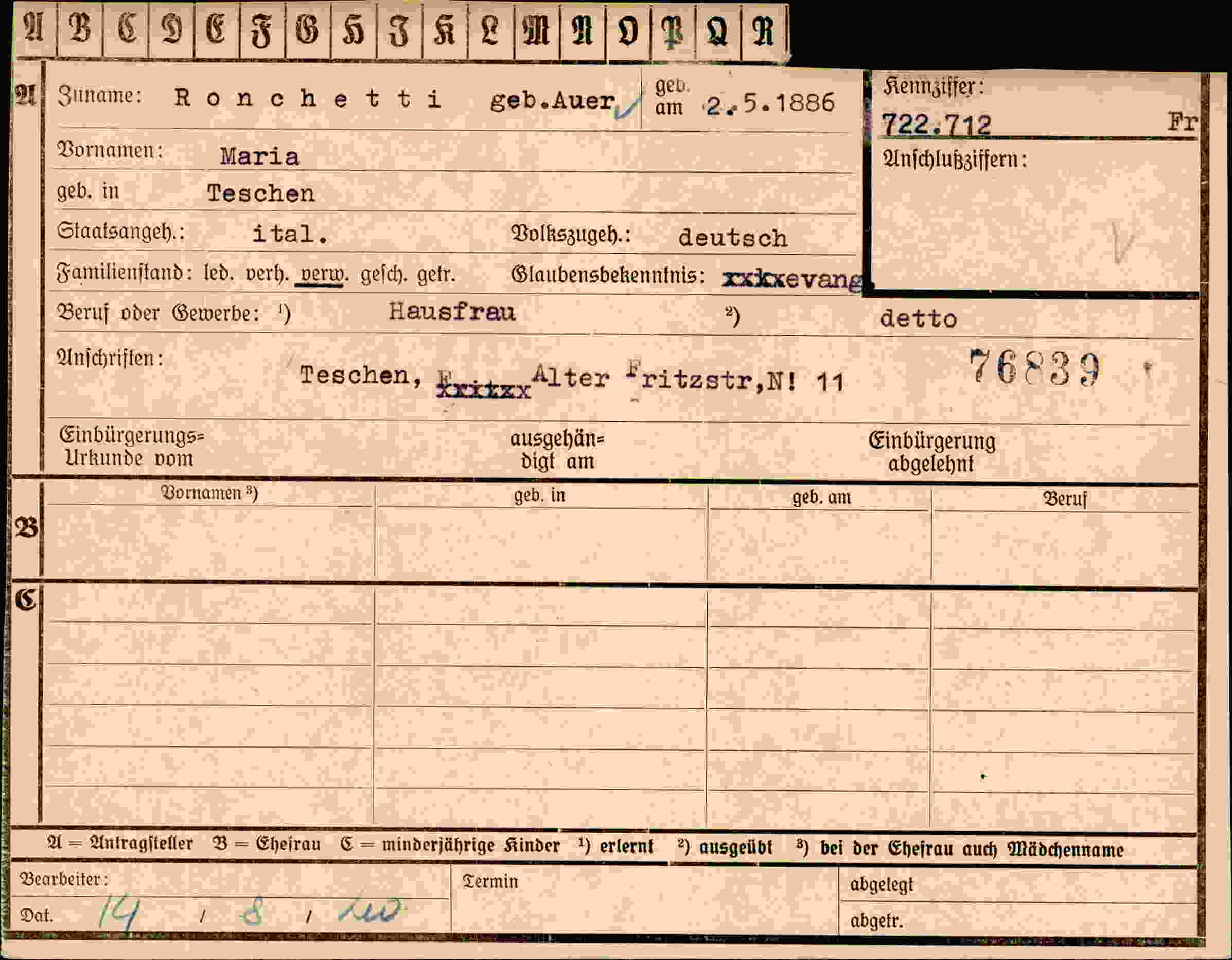 Vorderseite des Dokuments