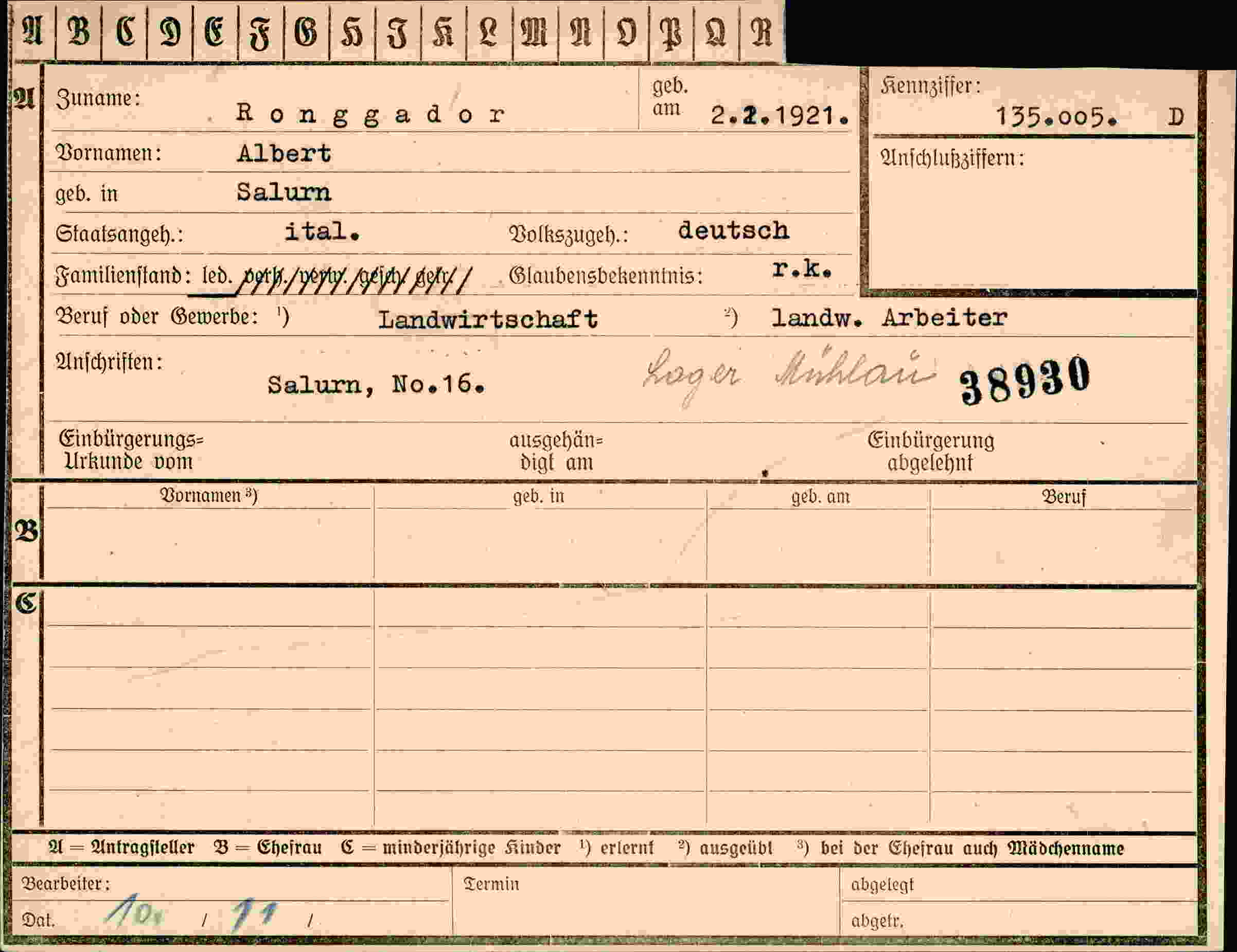 Vorderseite des Dokuments