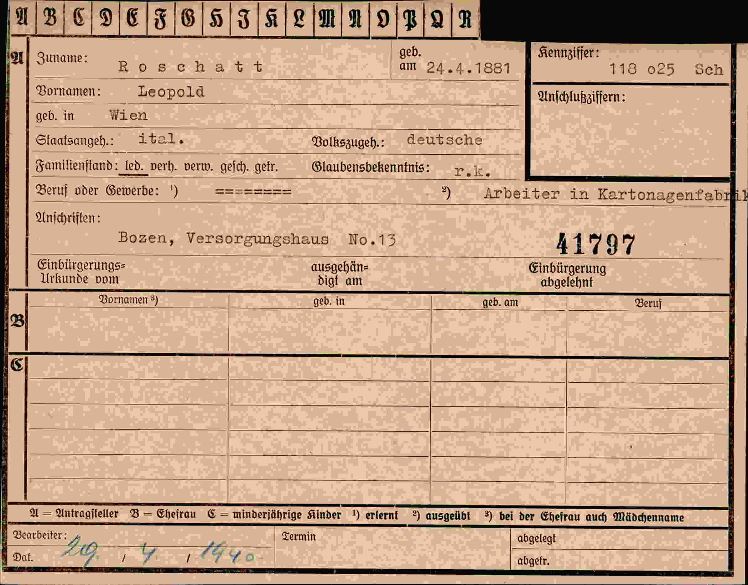 Dokument für Leopold Roschatt