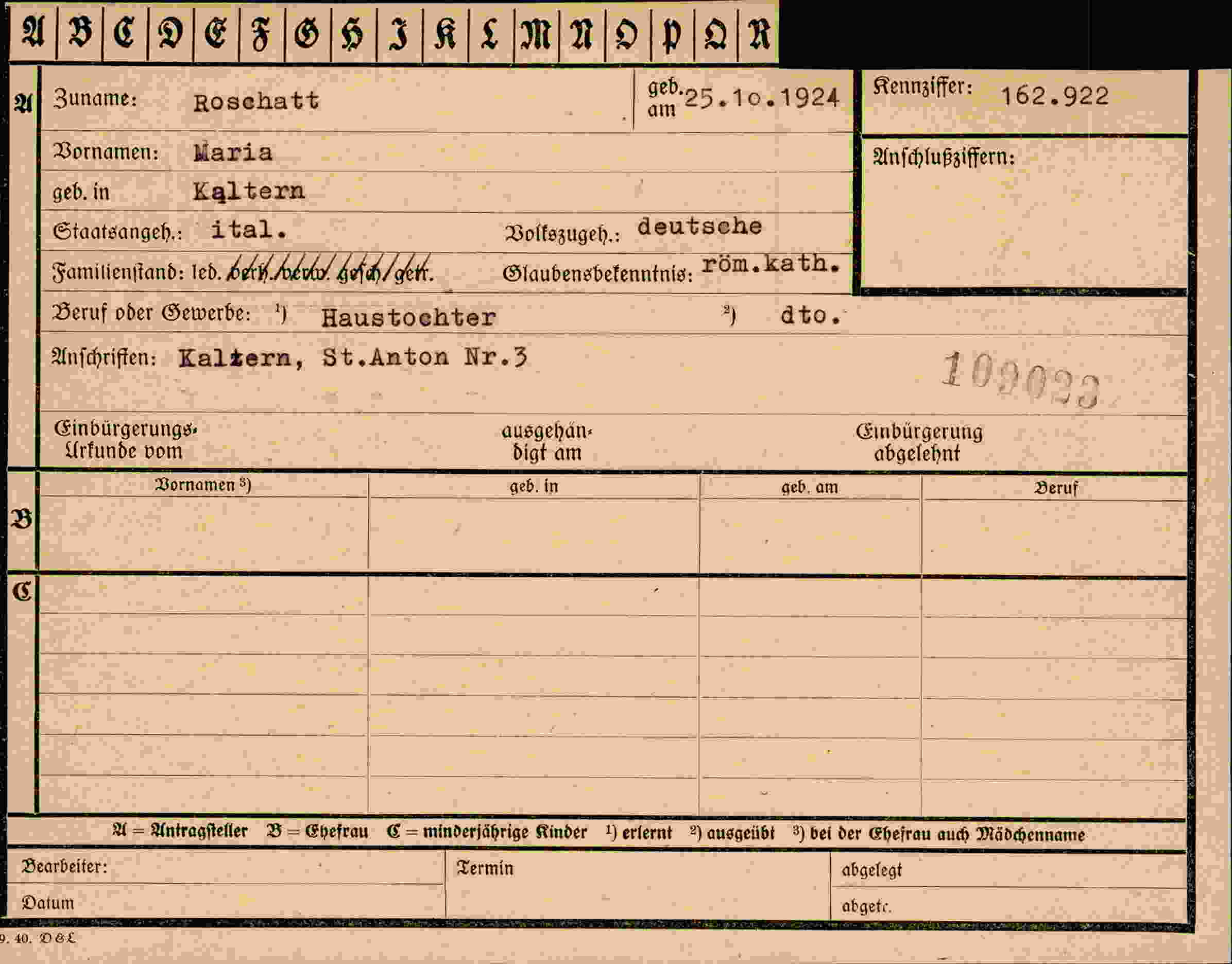 Vorderseite des Dokuments