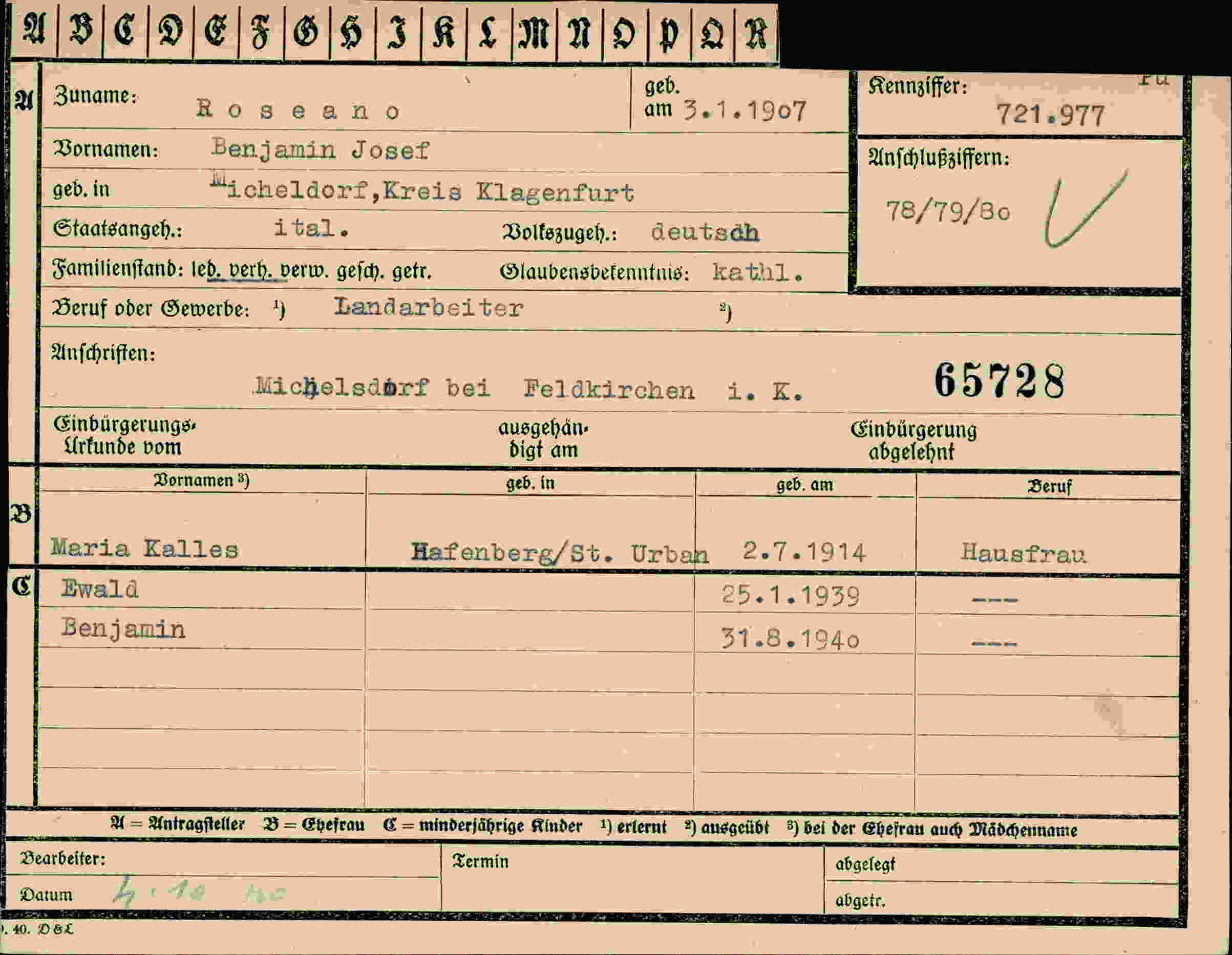 Vorderseite des Dokuments
