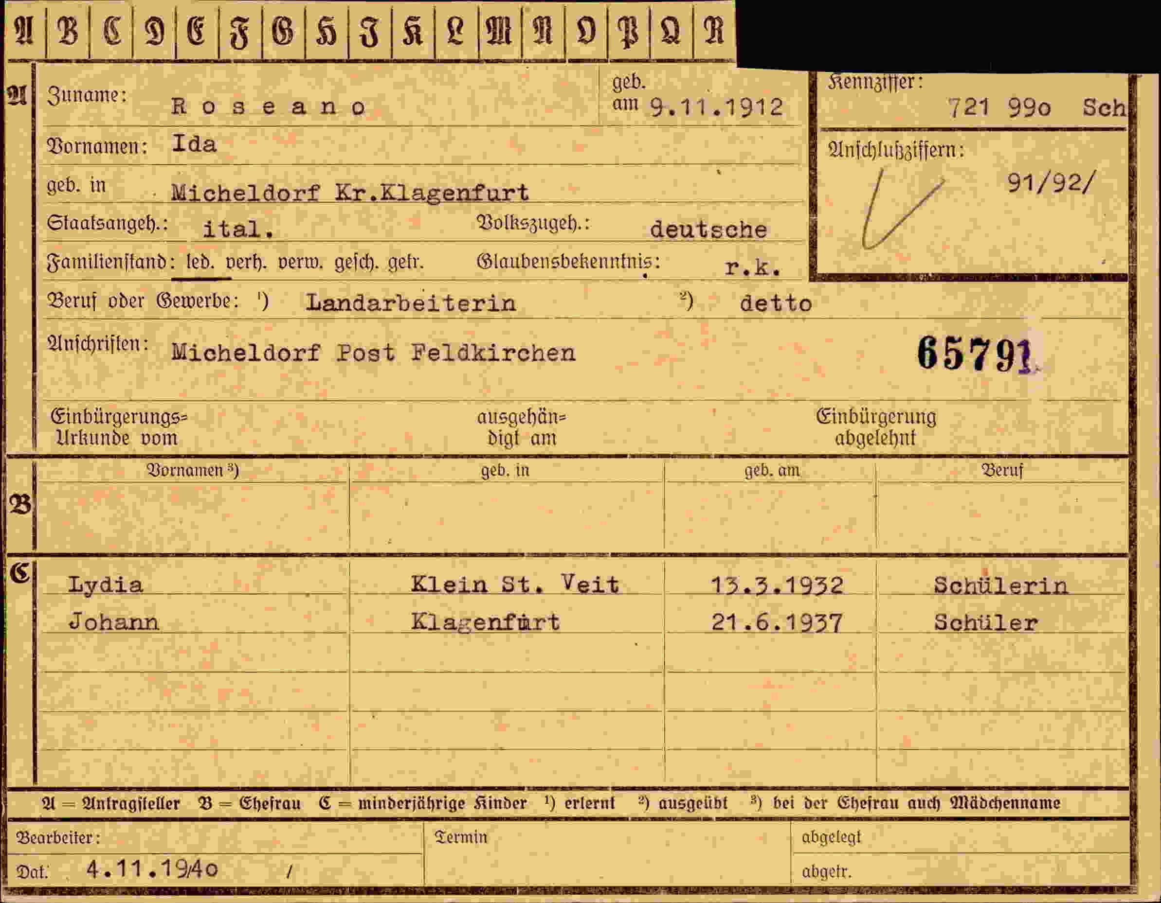 Vorderseite des Dokuments