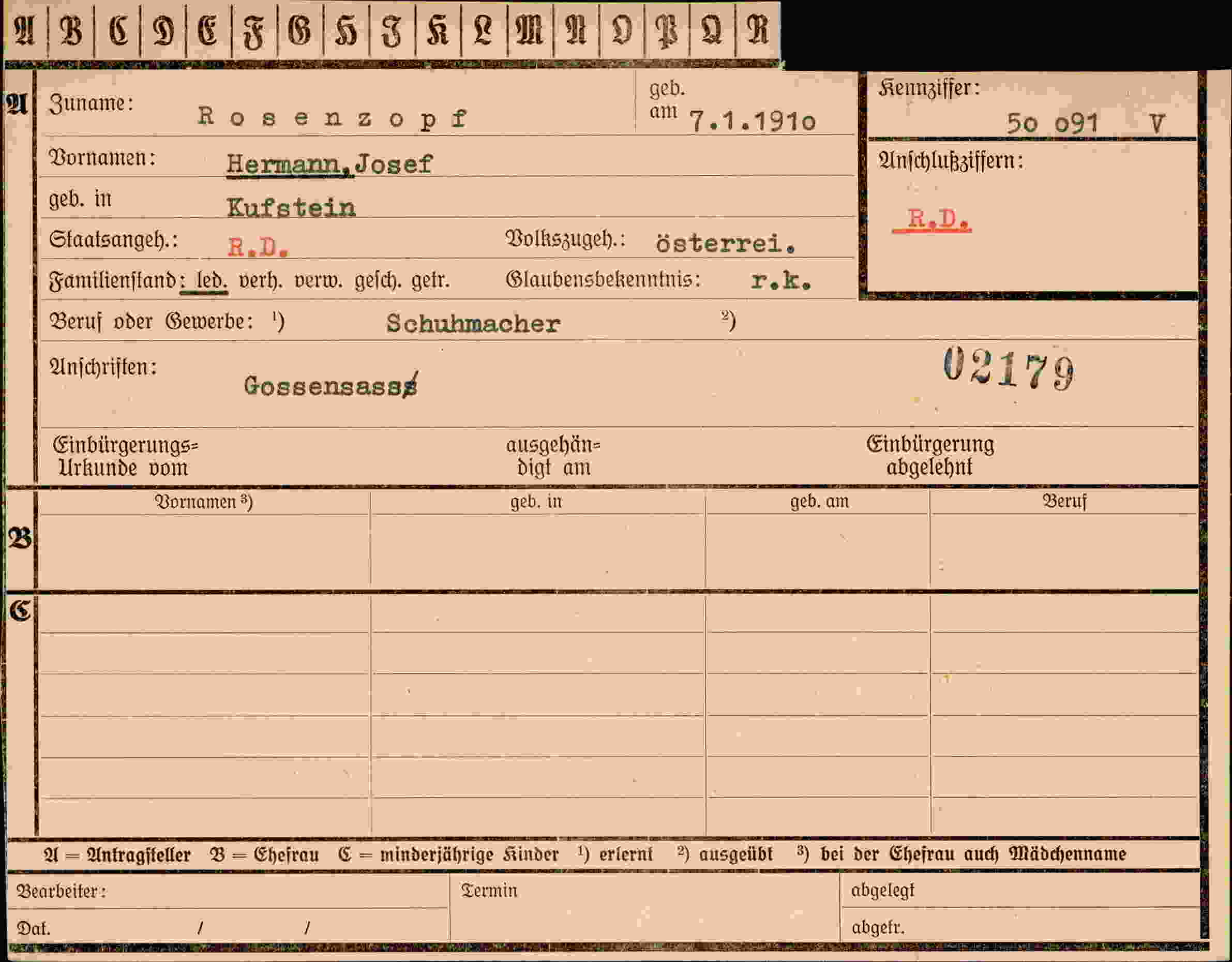 Vorderseite des Dokuments