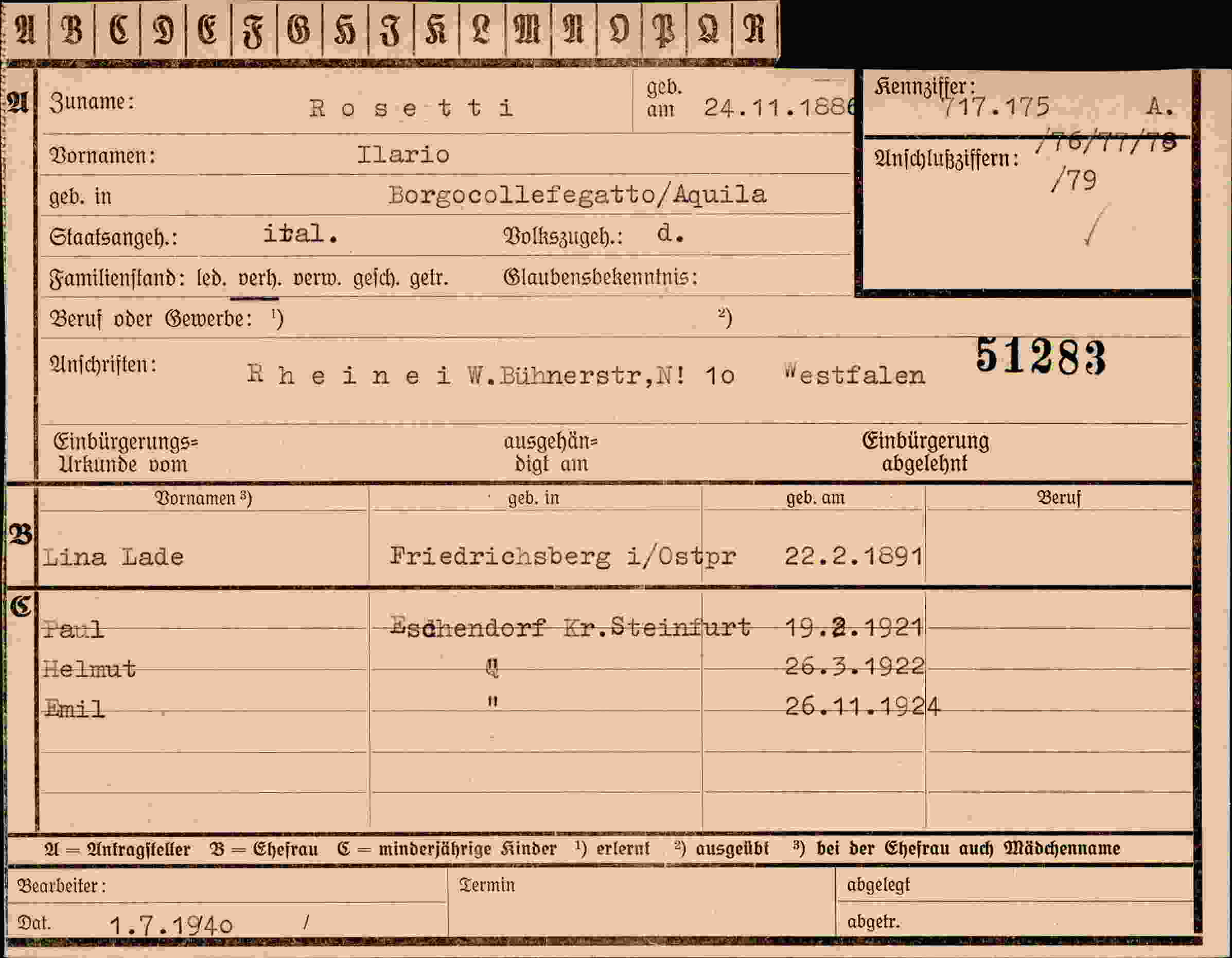 Vorderseite des Dokuments