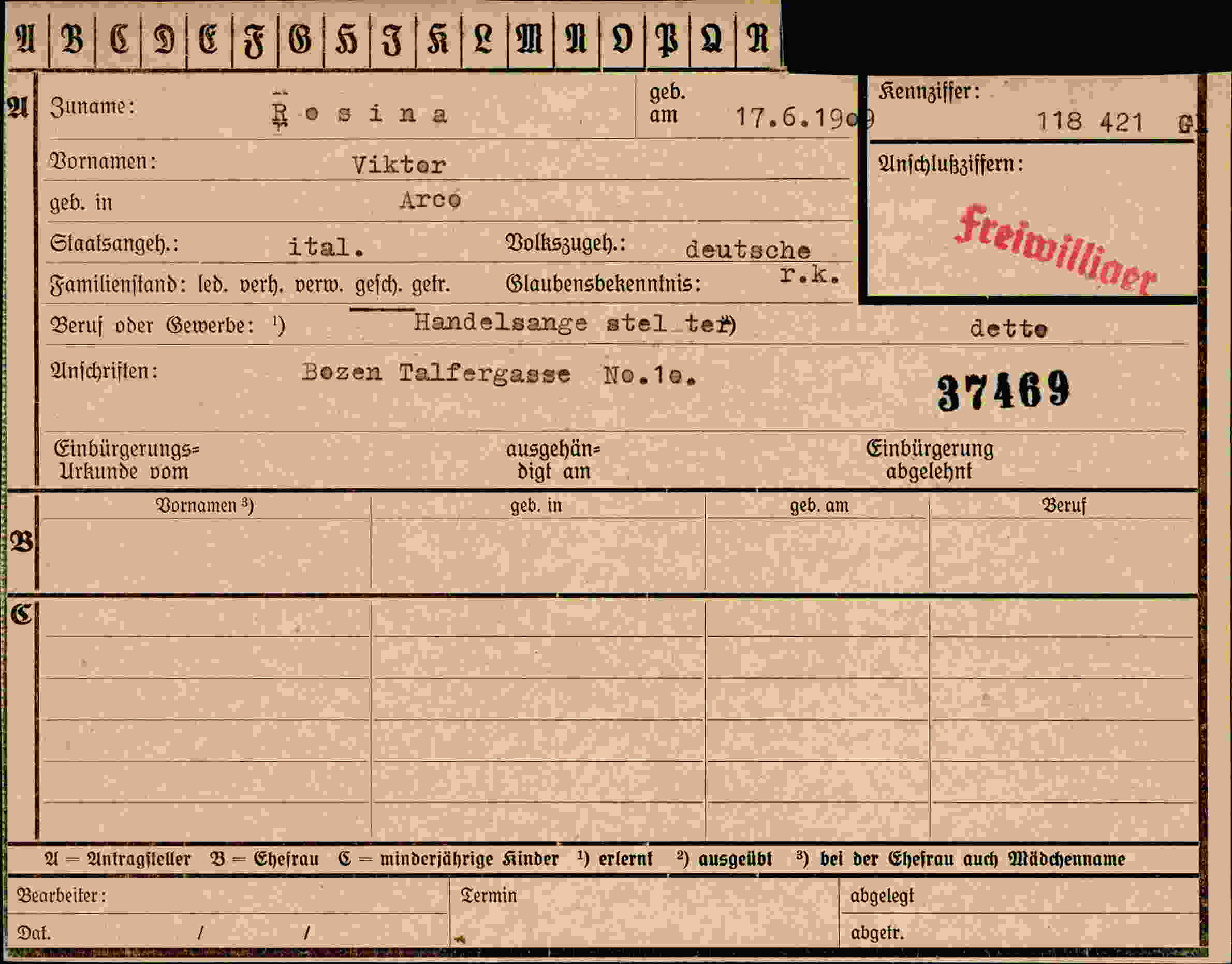 Dokument für Viktor Rosina