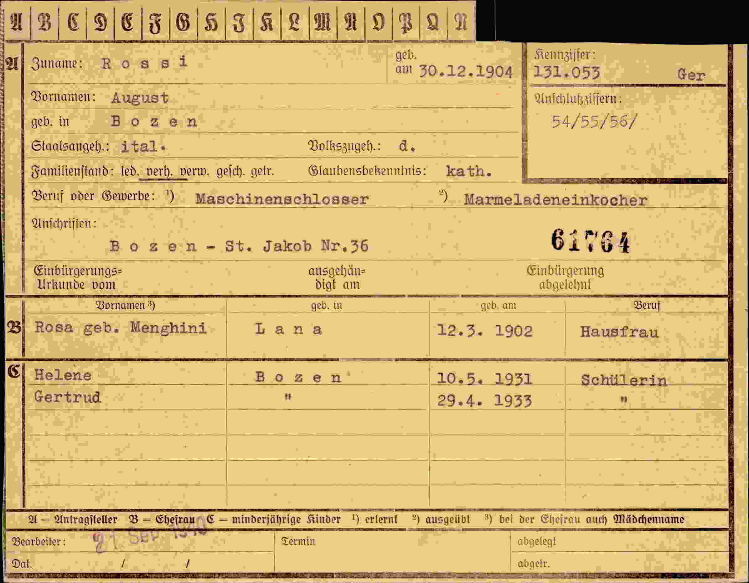 Dokument für August Rossi