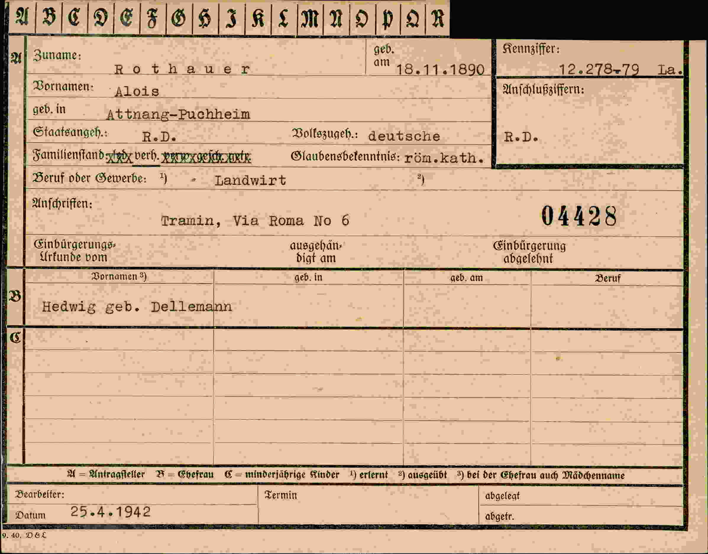 Vorderseite des Dokuments