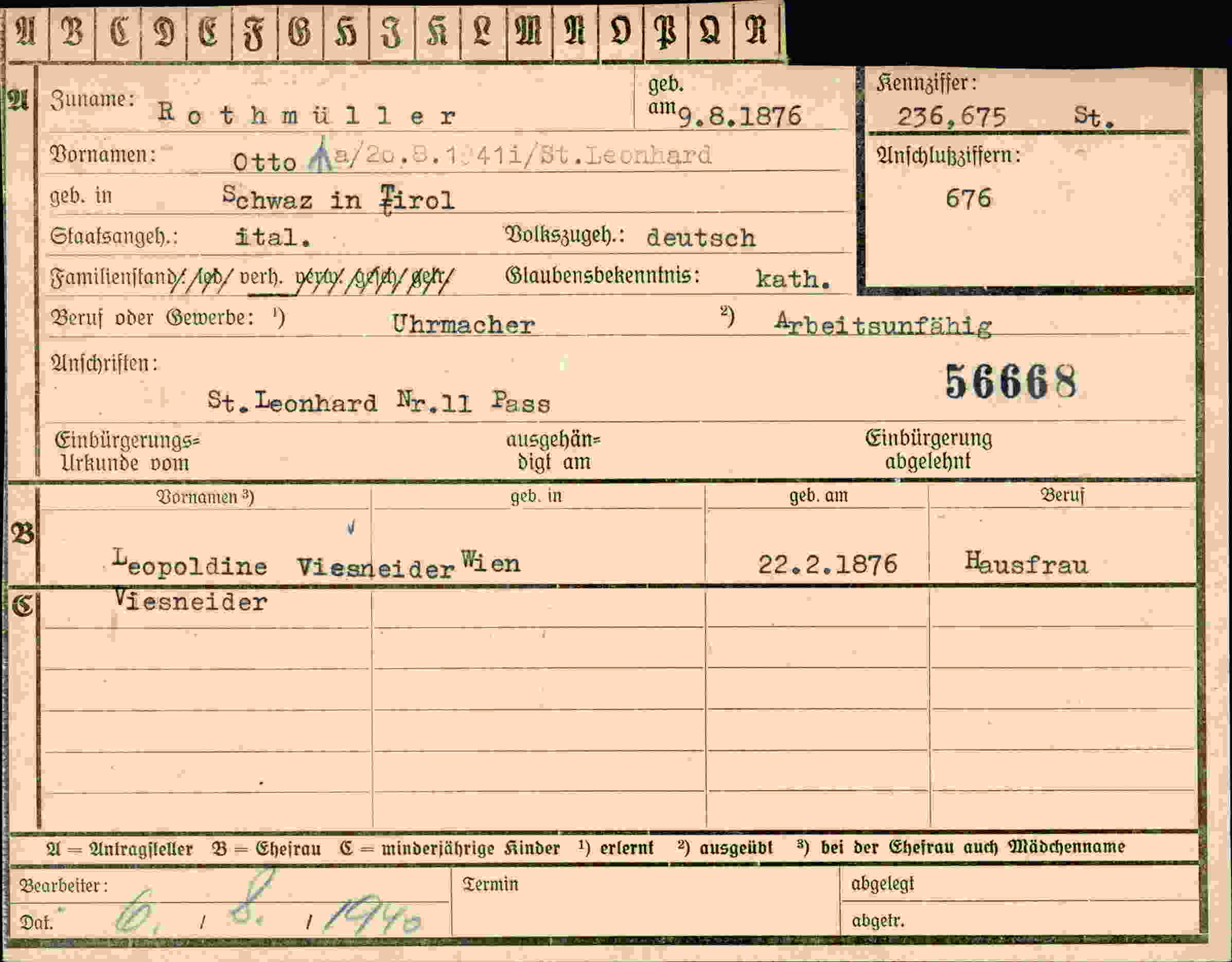 Dokument für Otto Rothmüller