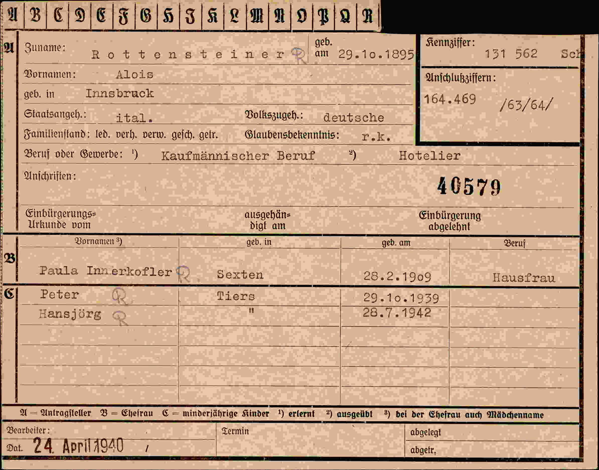Dokument für Alois Rottensteiner