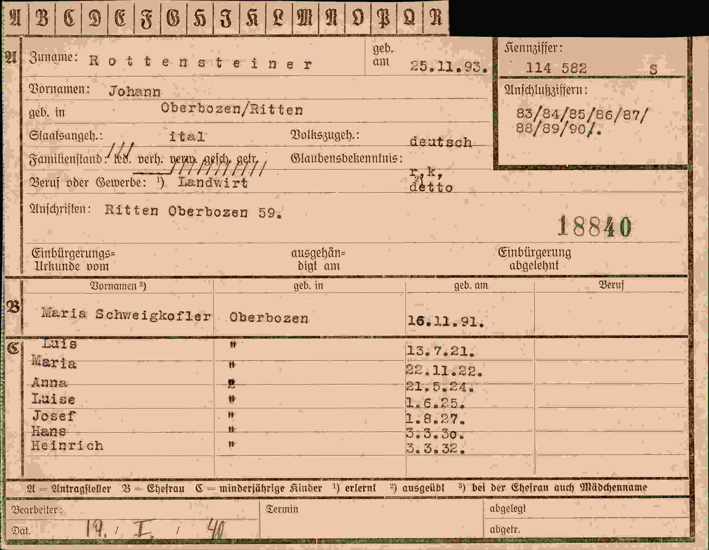 Vorderseite des Dokuments