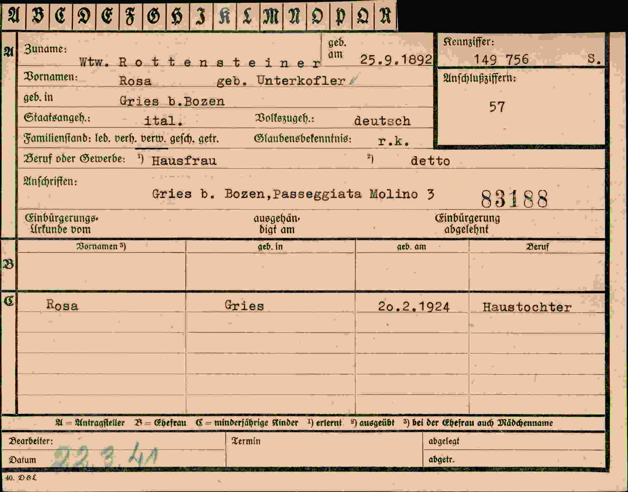 Vorderseite des Dokuments