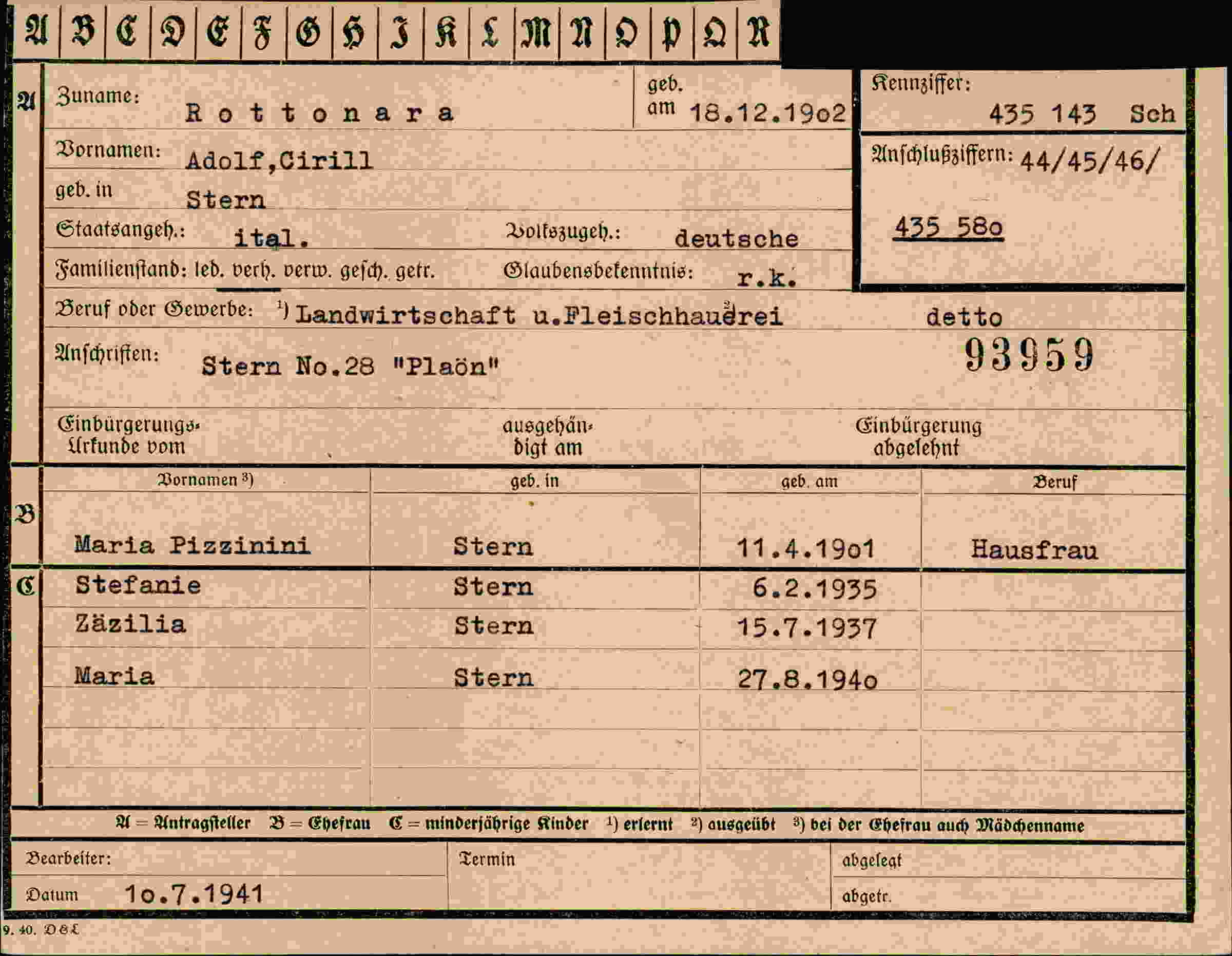 Vorderseite des Dokuments