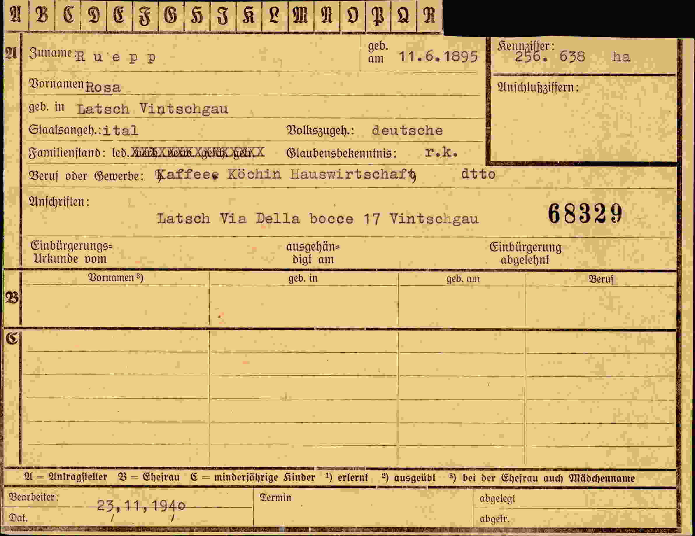 Vorderseite des Dokuments