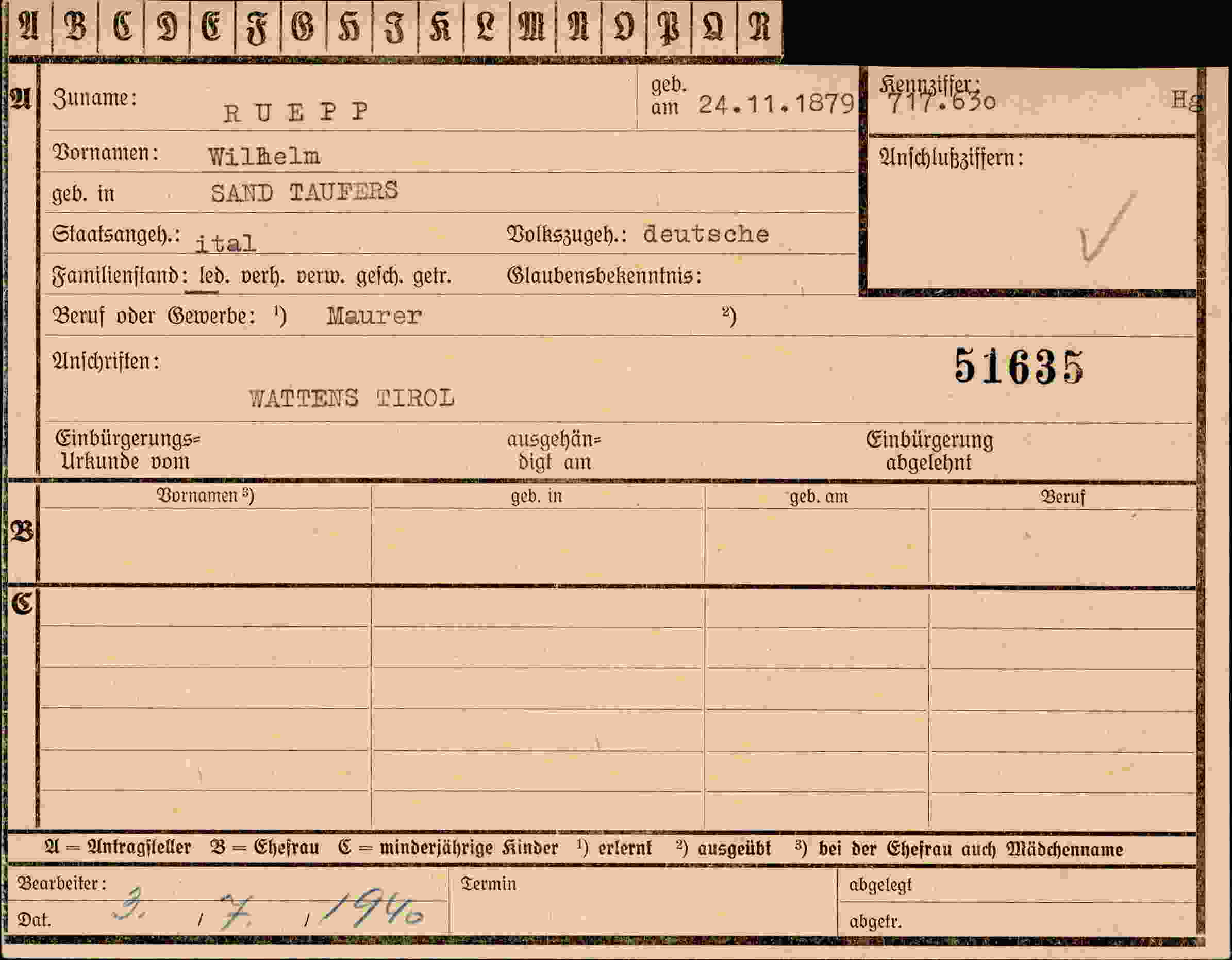 Dokument für Wilhelm Ruepr