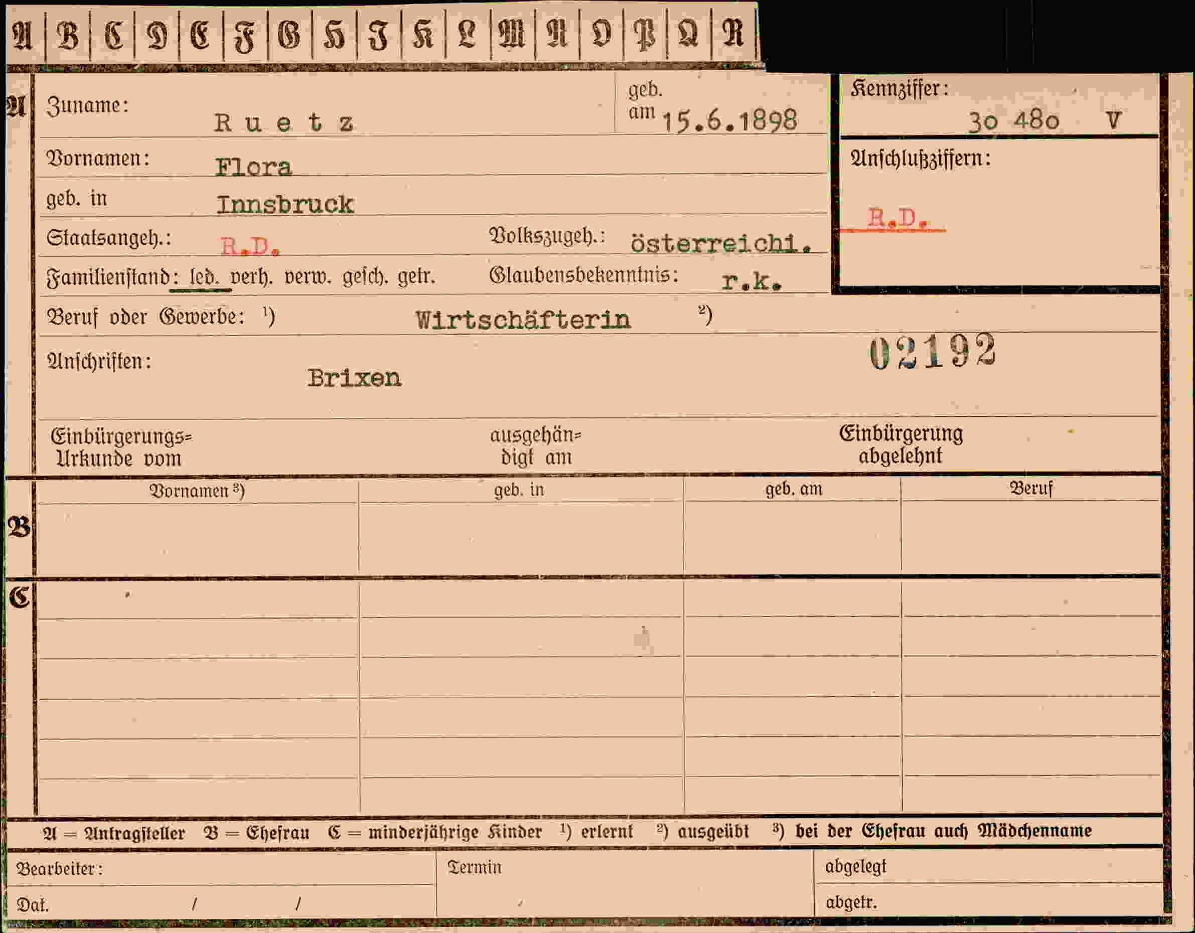 Vorderseite des Dokuments