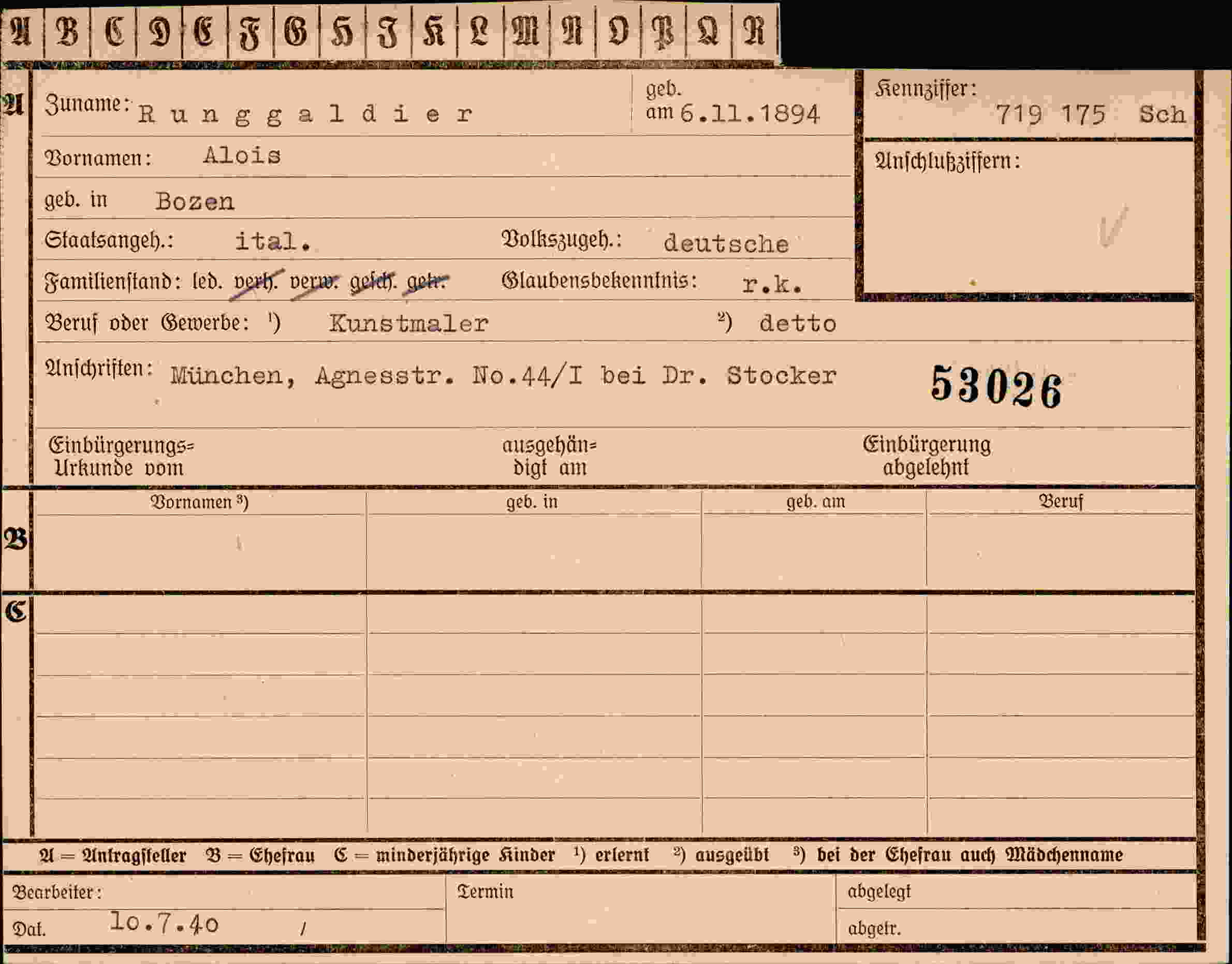 Dokument für Alois Runggaldier