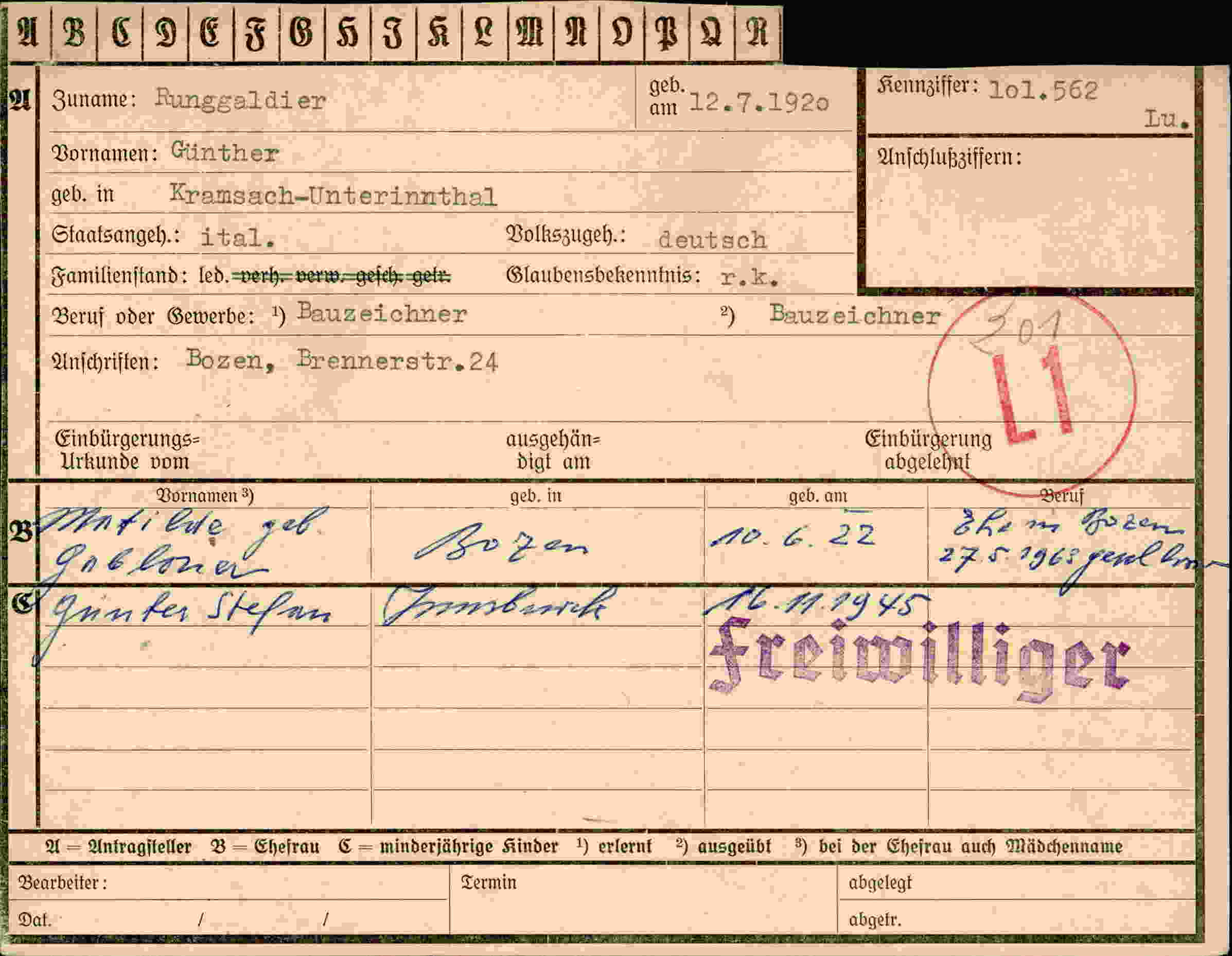 Dokument für Günther Runggaldier