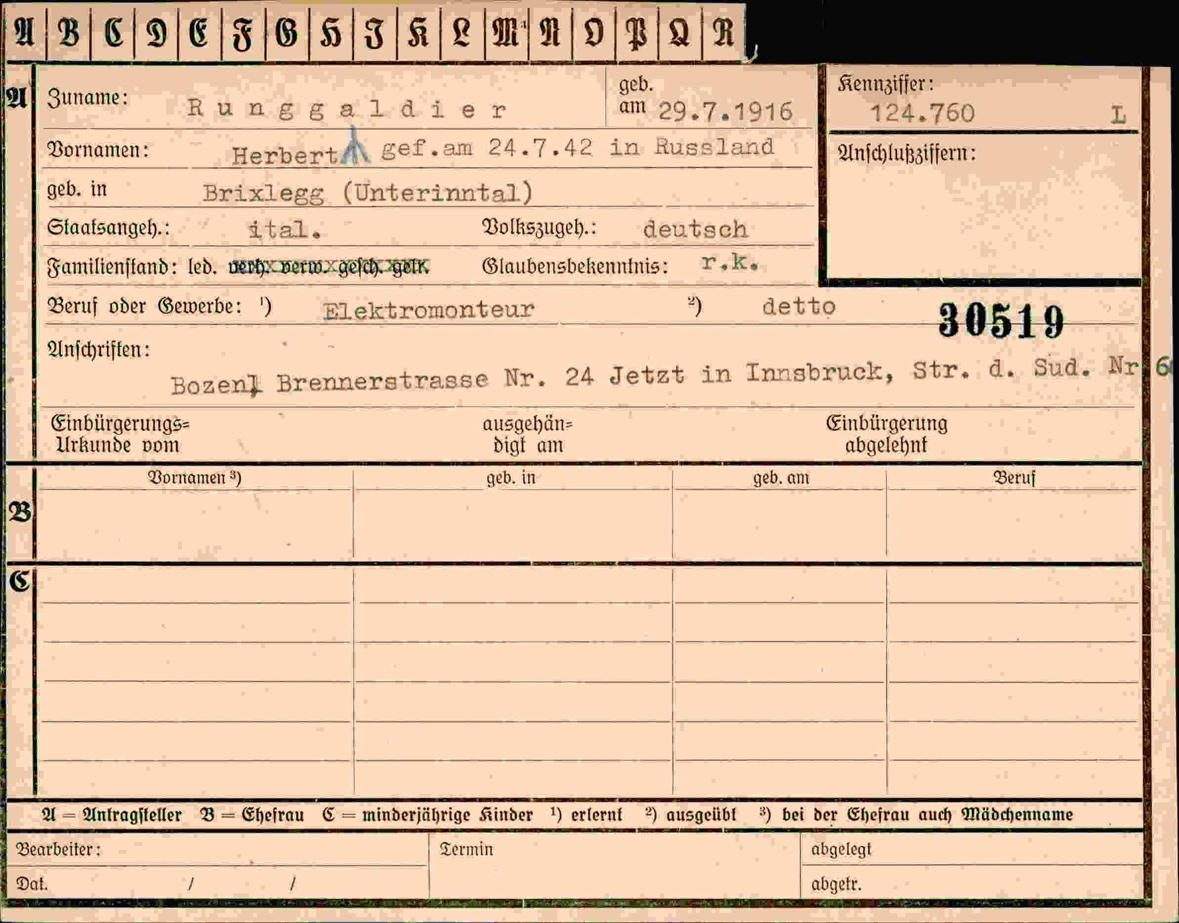 Vorderseite des Dokuments
