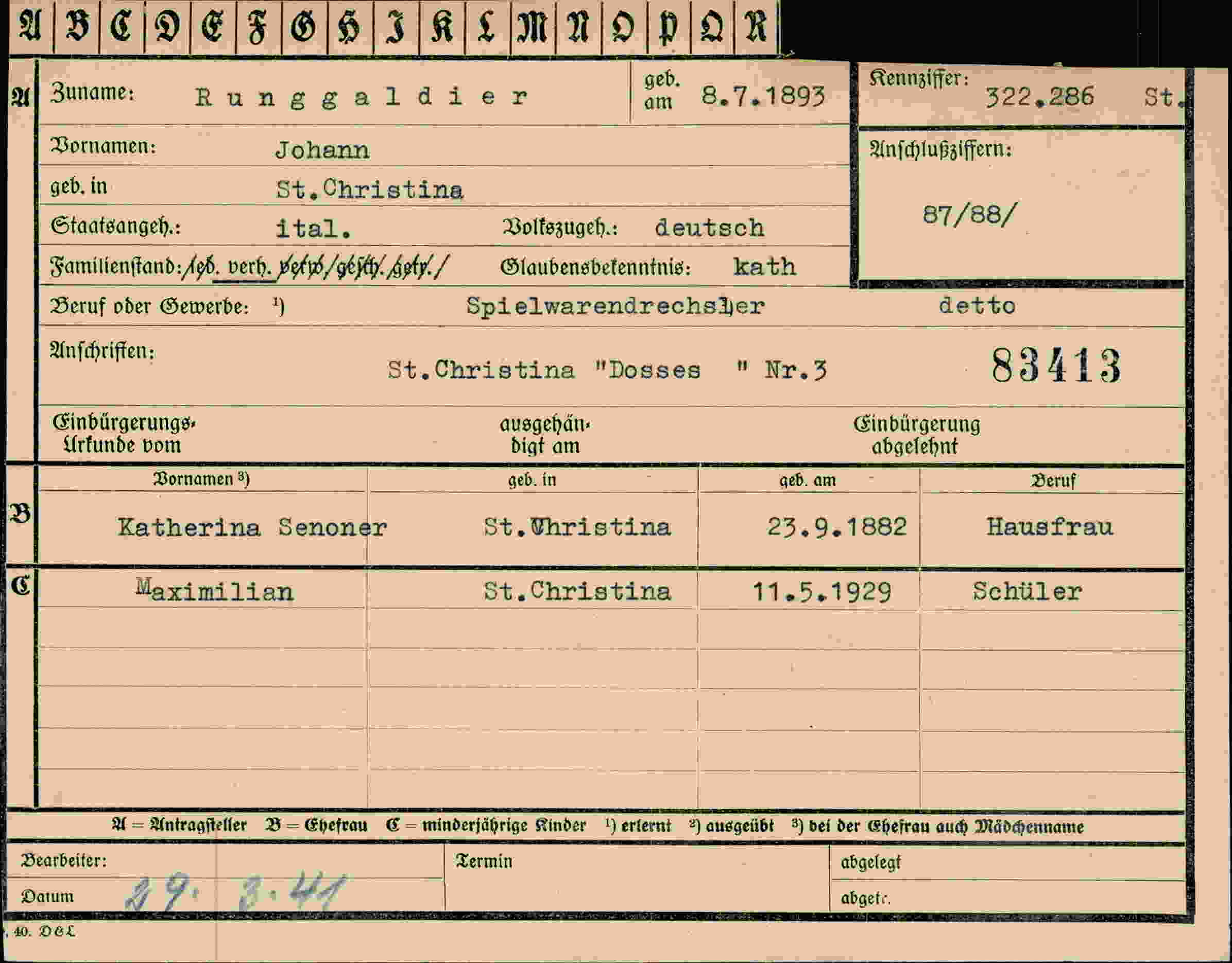 Dokument für Johann Runggaldier
