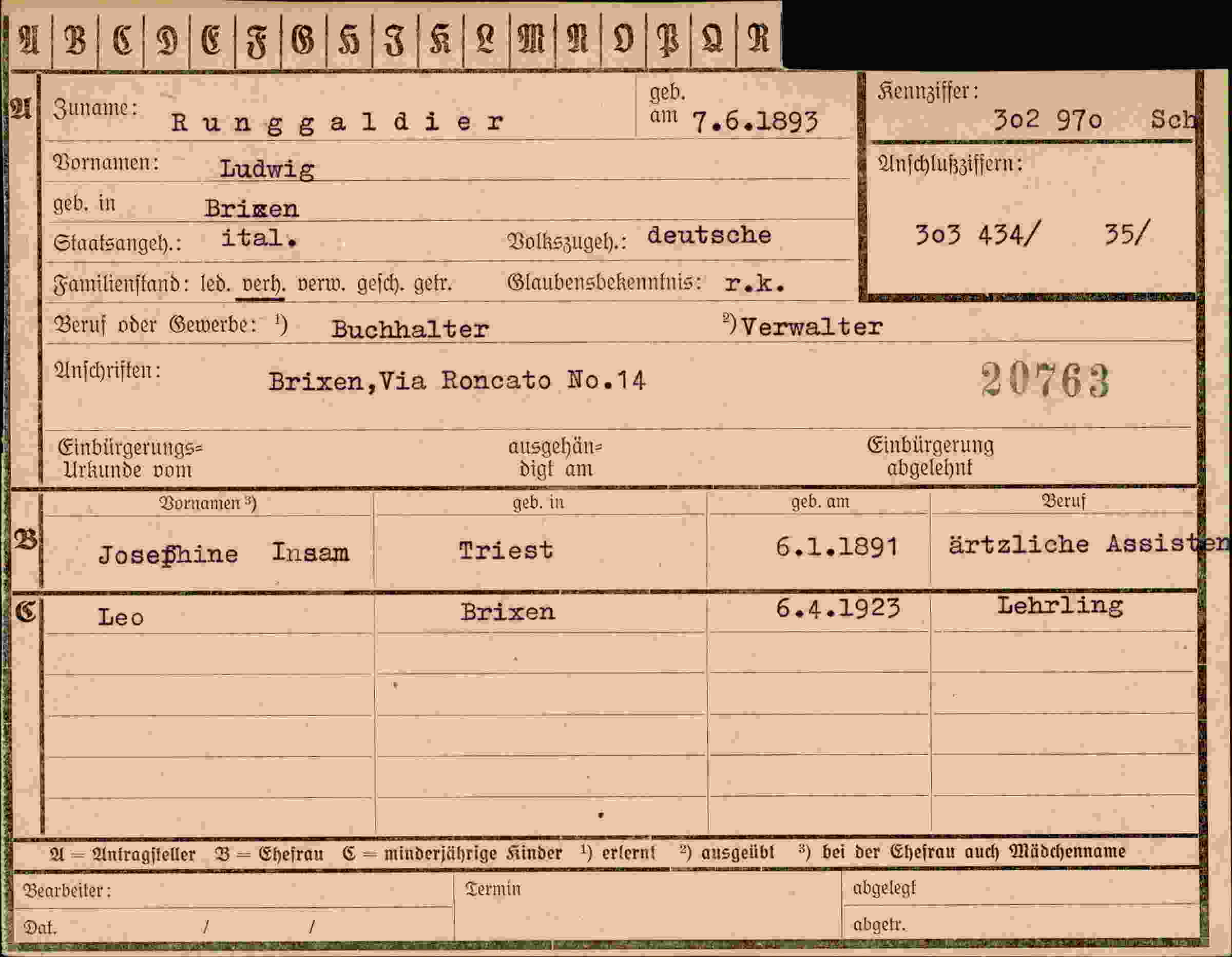 Dokument für Ludwig Runggaldier