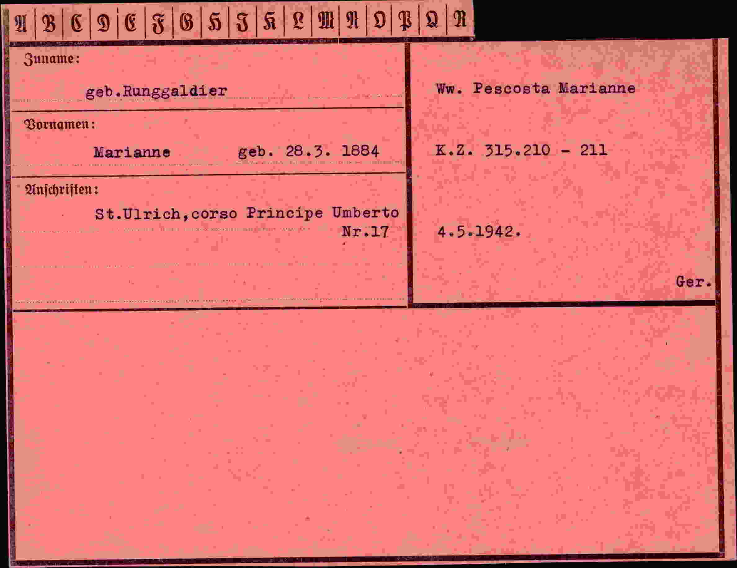 Dokument für Marianne Runggaldier