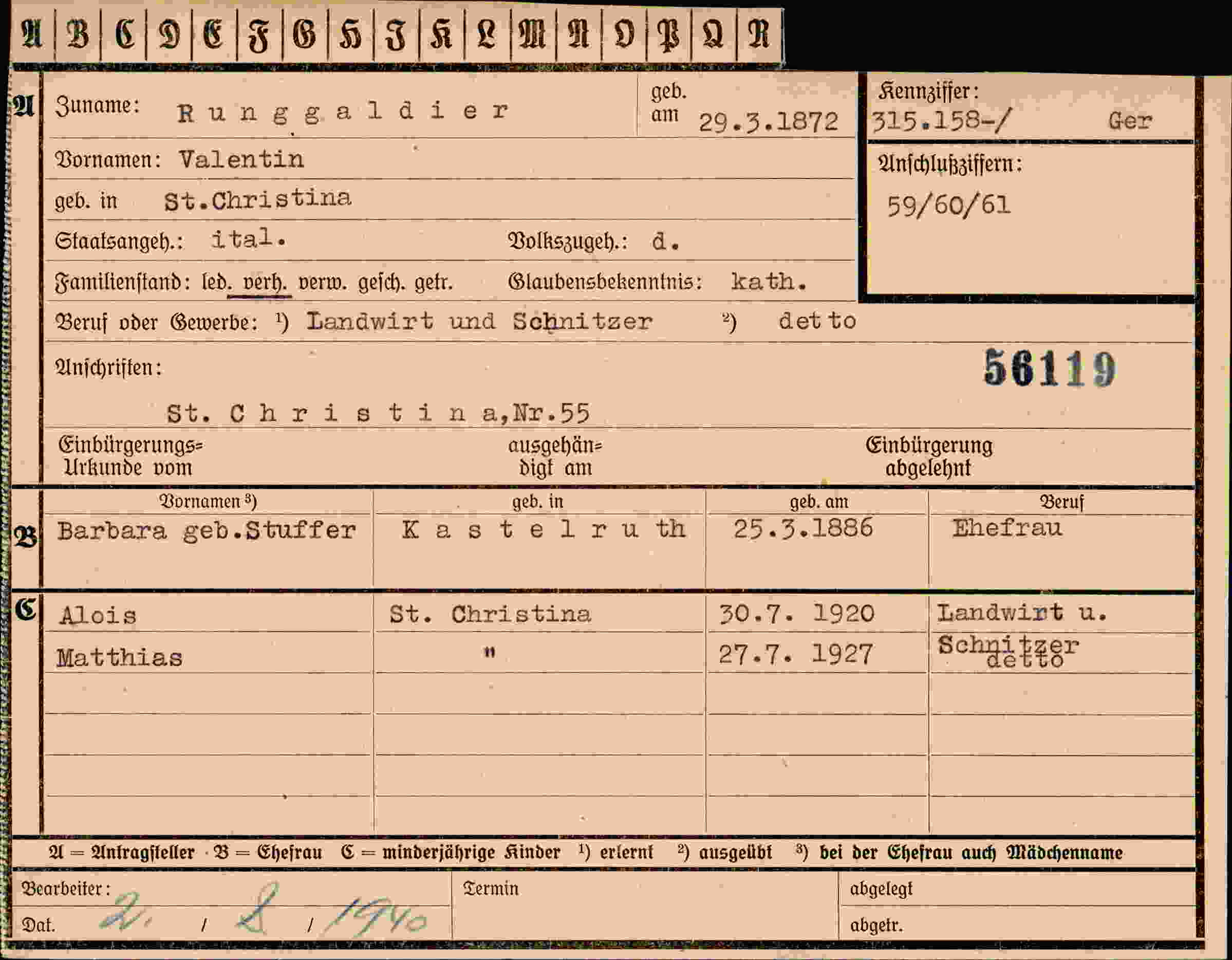 Vorderseite des Dokuments