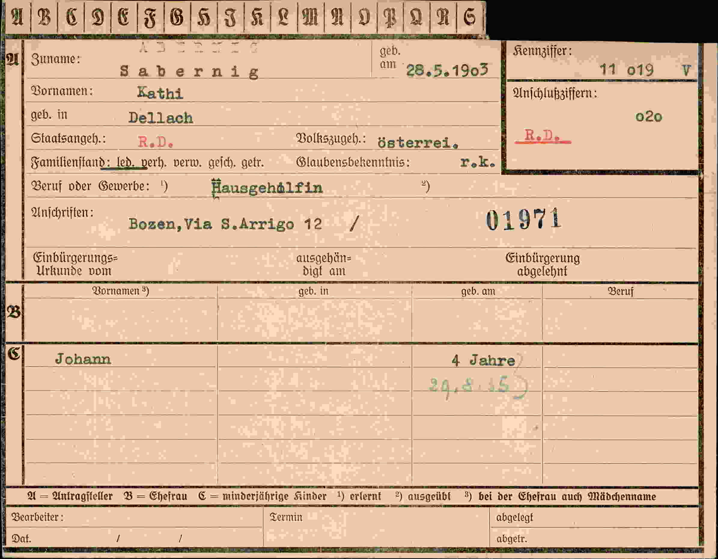 Dokument für Kathi Sabernig