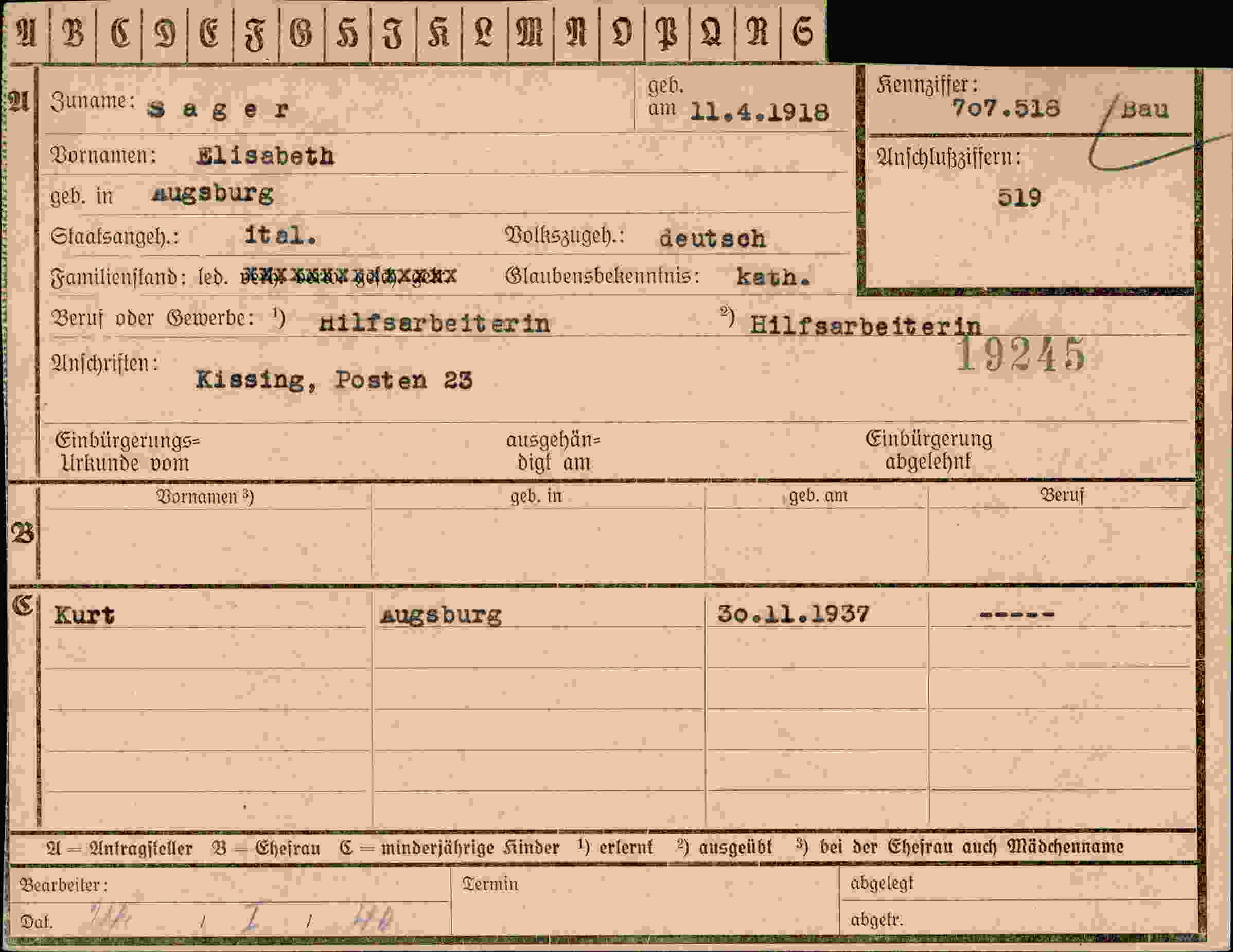 Dokument für Elisabeth Sager