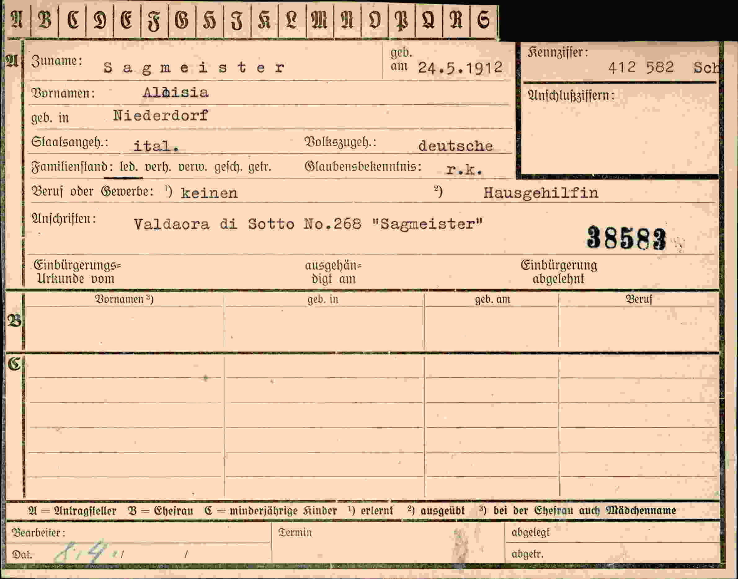 Vorderseite des Dokuments