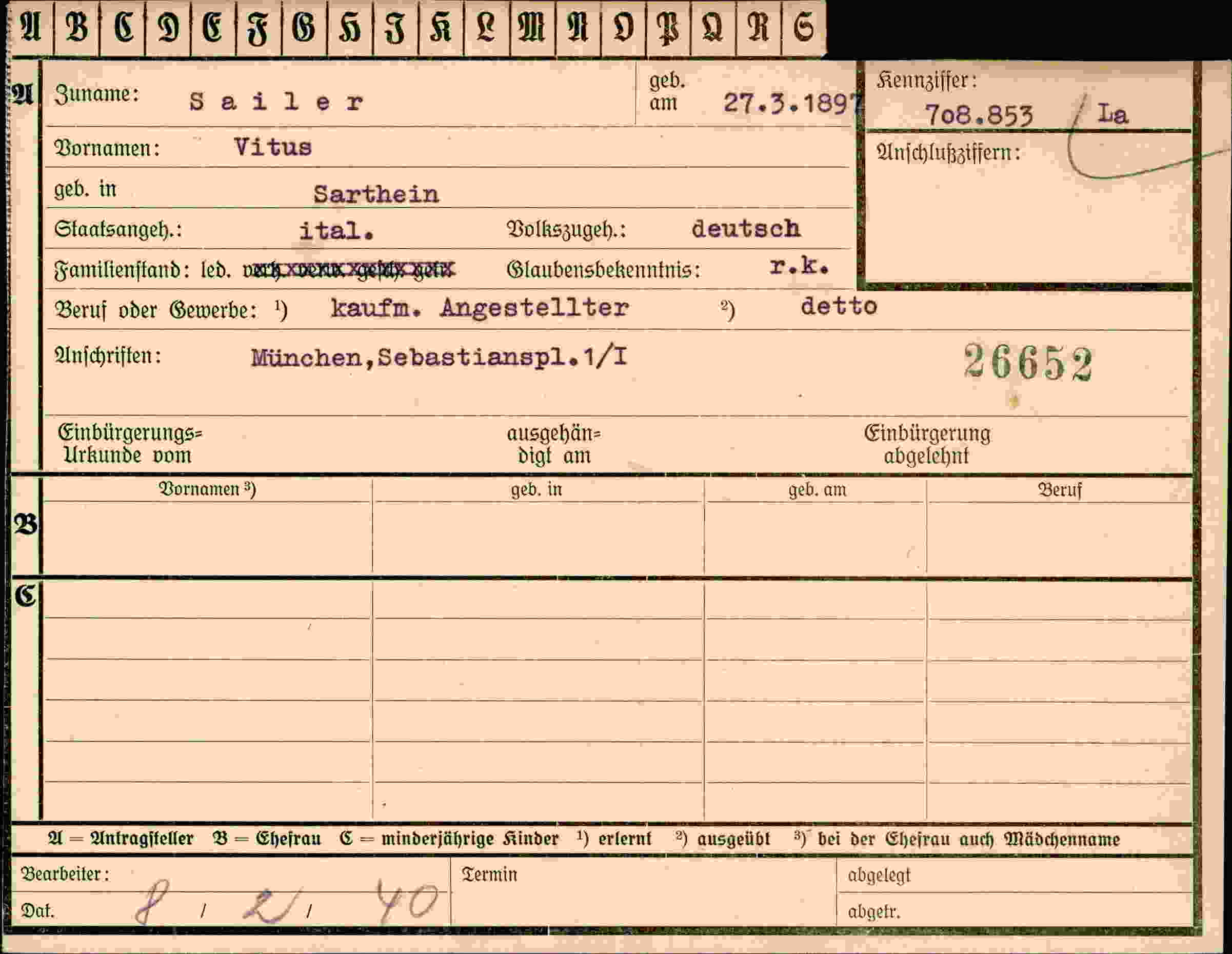 Dokument für Vitus Sailer