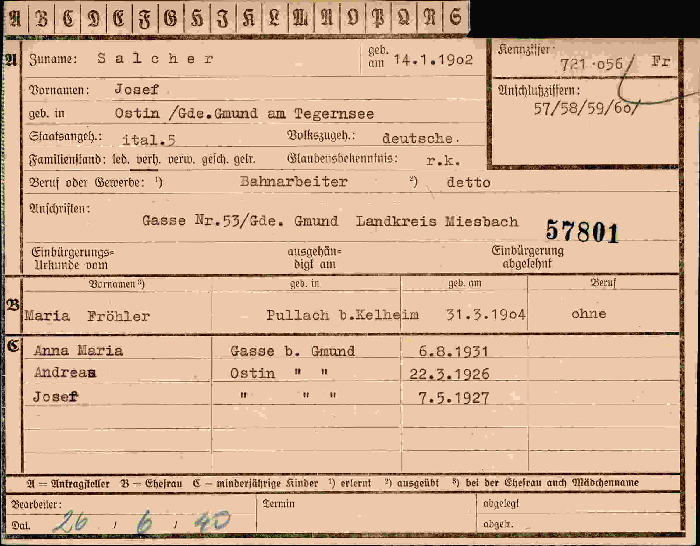 Dokument für Josef Salcher