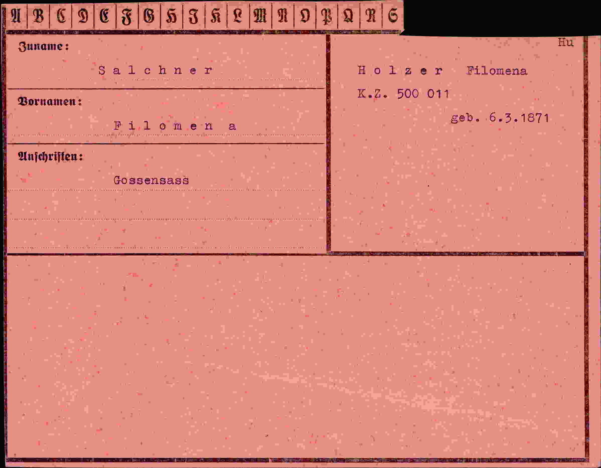 Dokument für Filomena Salchner