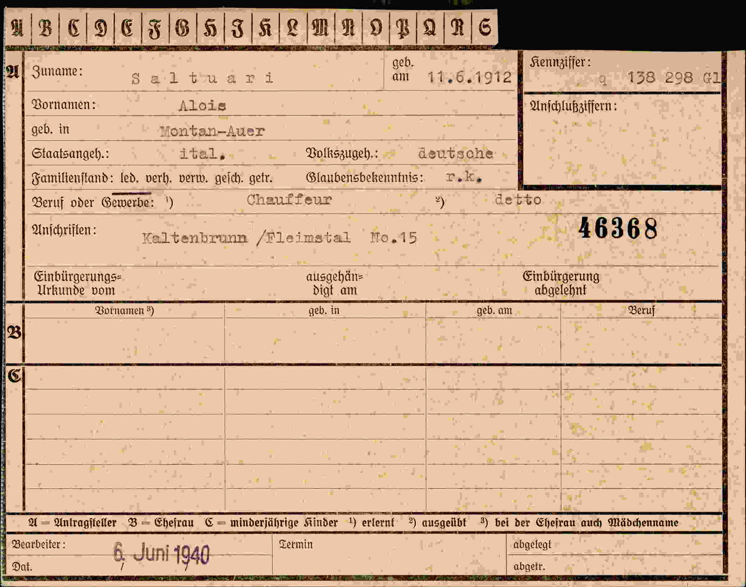 Dokument für Alois Saltuari