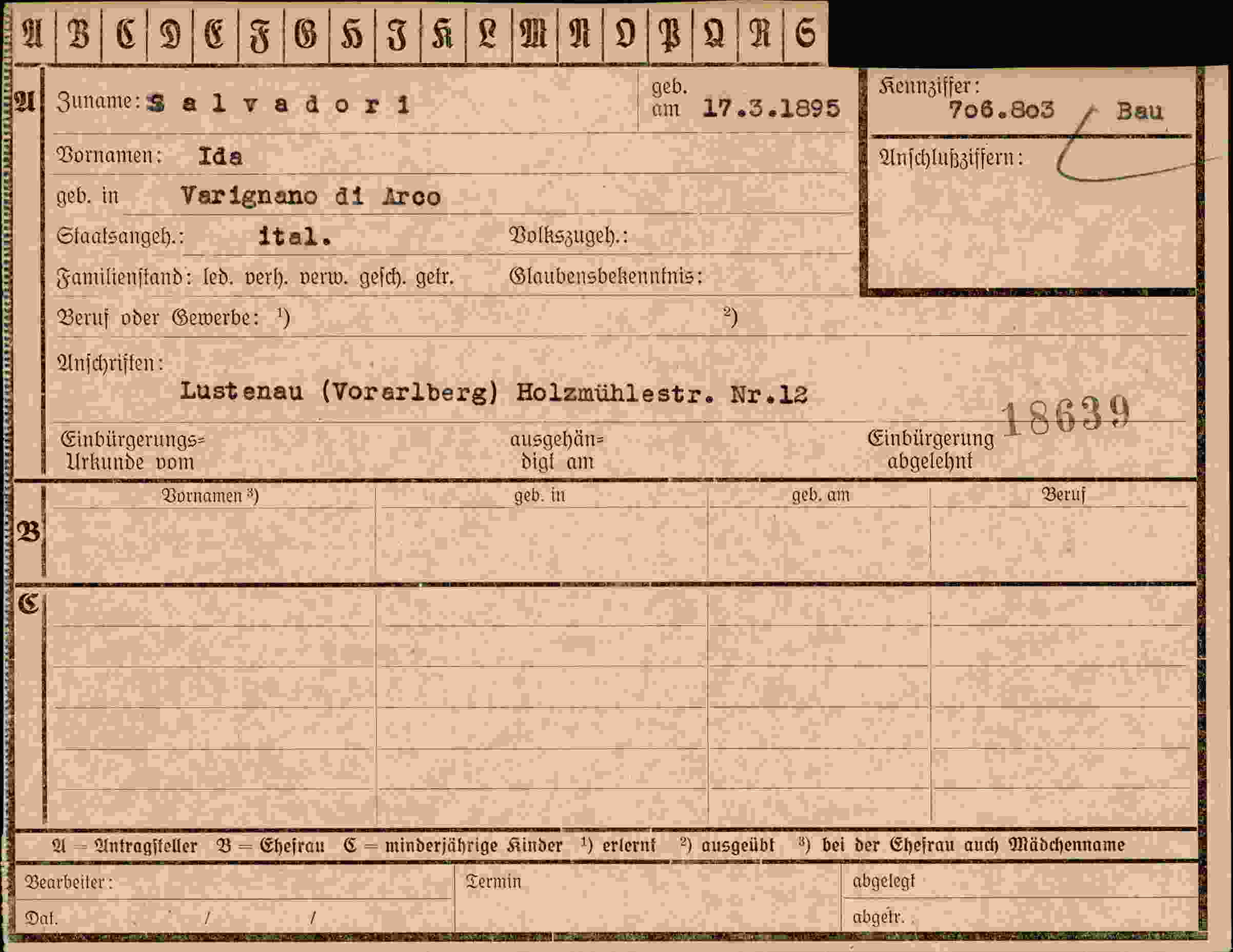 Vorderseite des Dokuments
