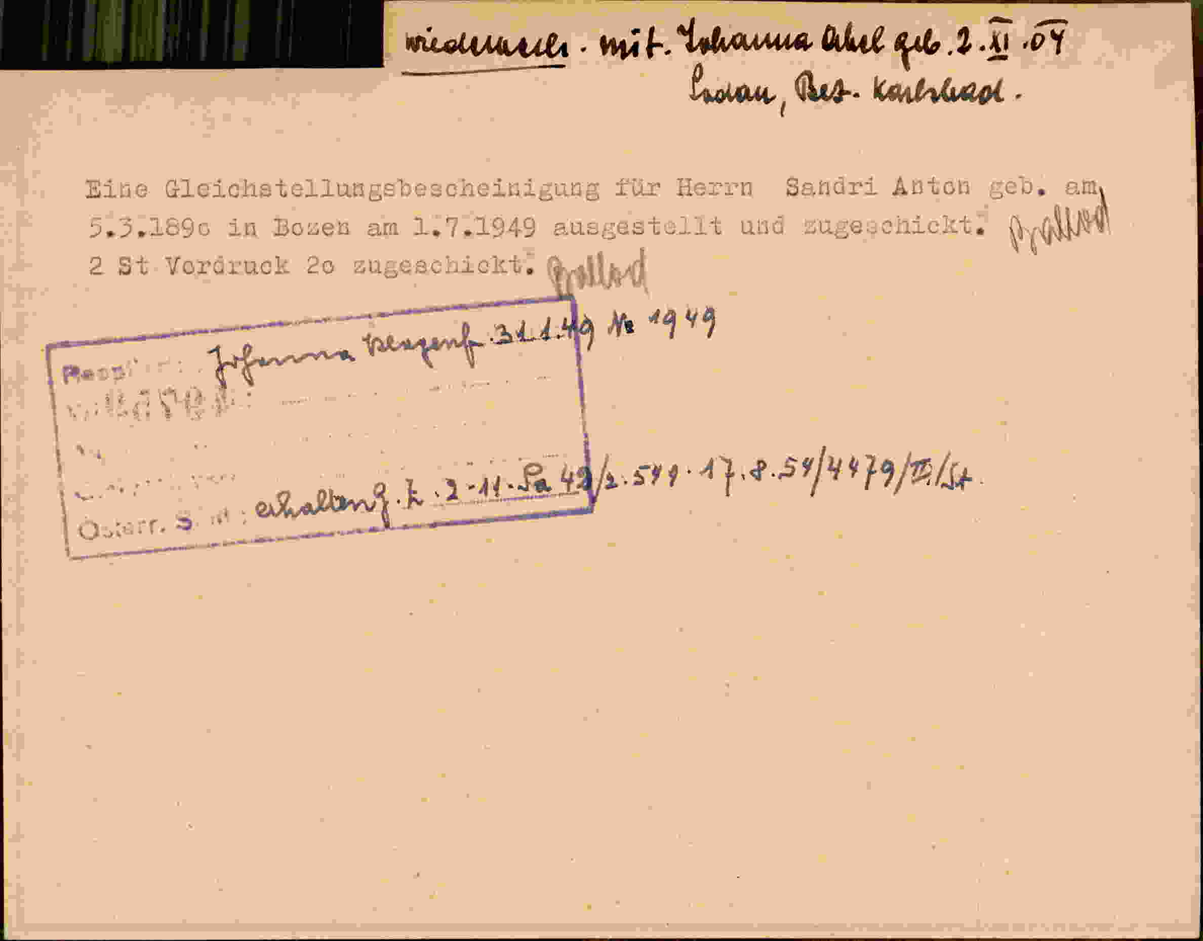 Rückseite des Dokuments
