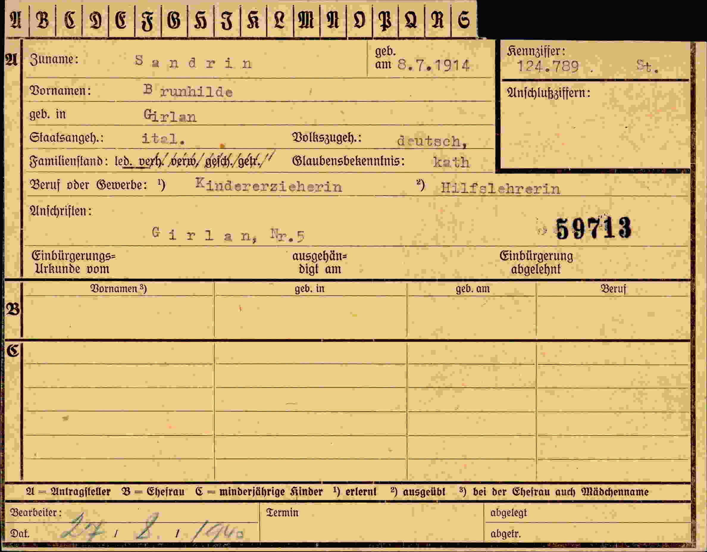 Dokument für Brunhilde Sandrin