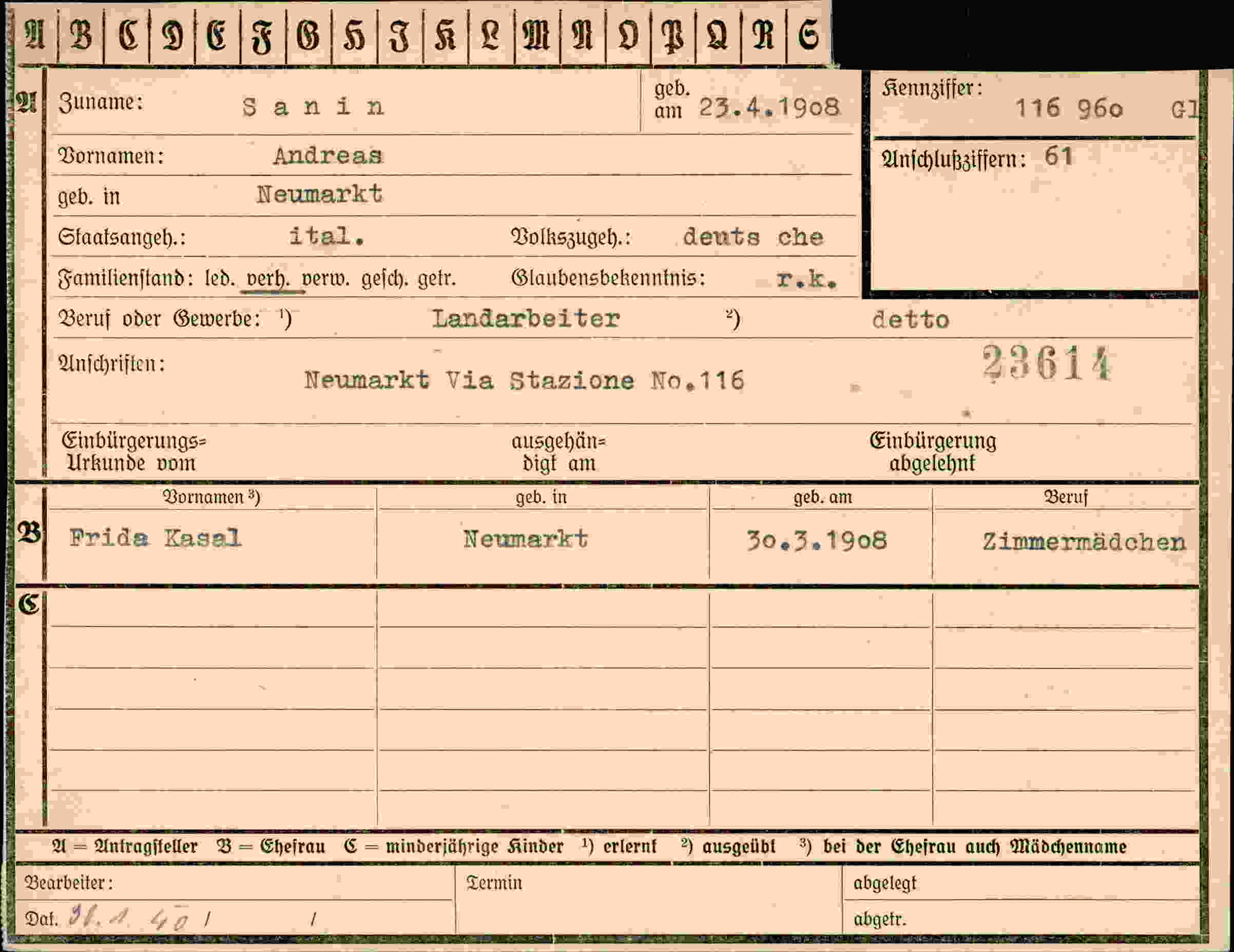 Dokument für Andreas Sanin