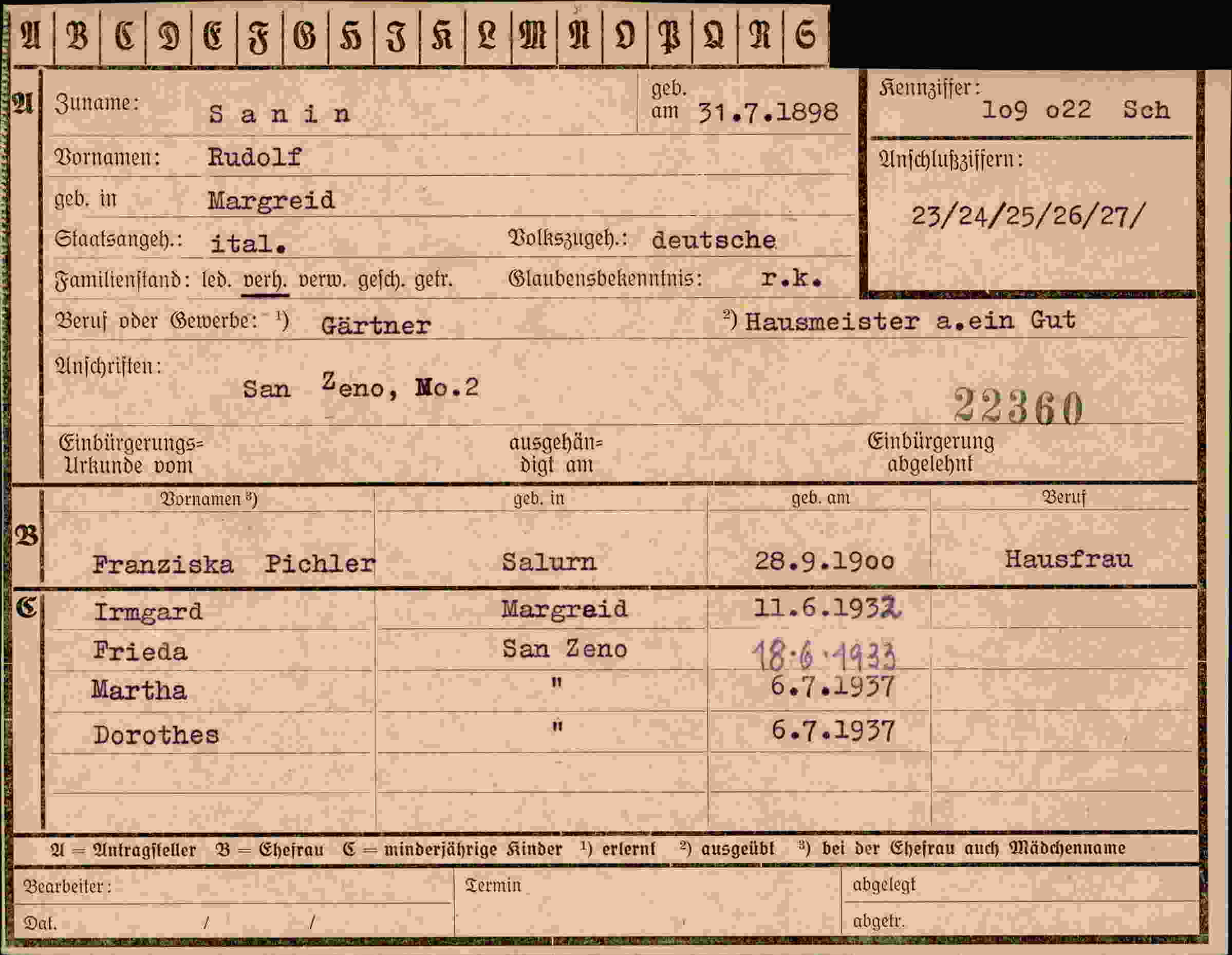 Dokument für Rudolf Sanin