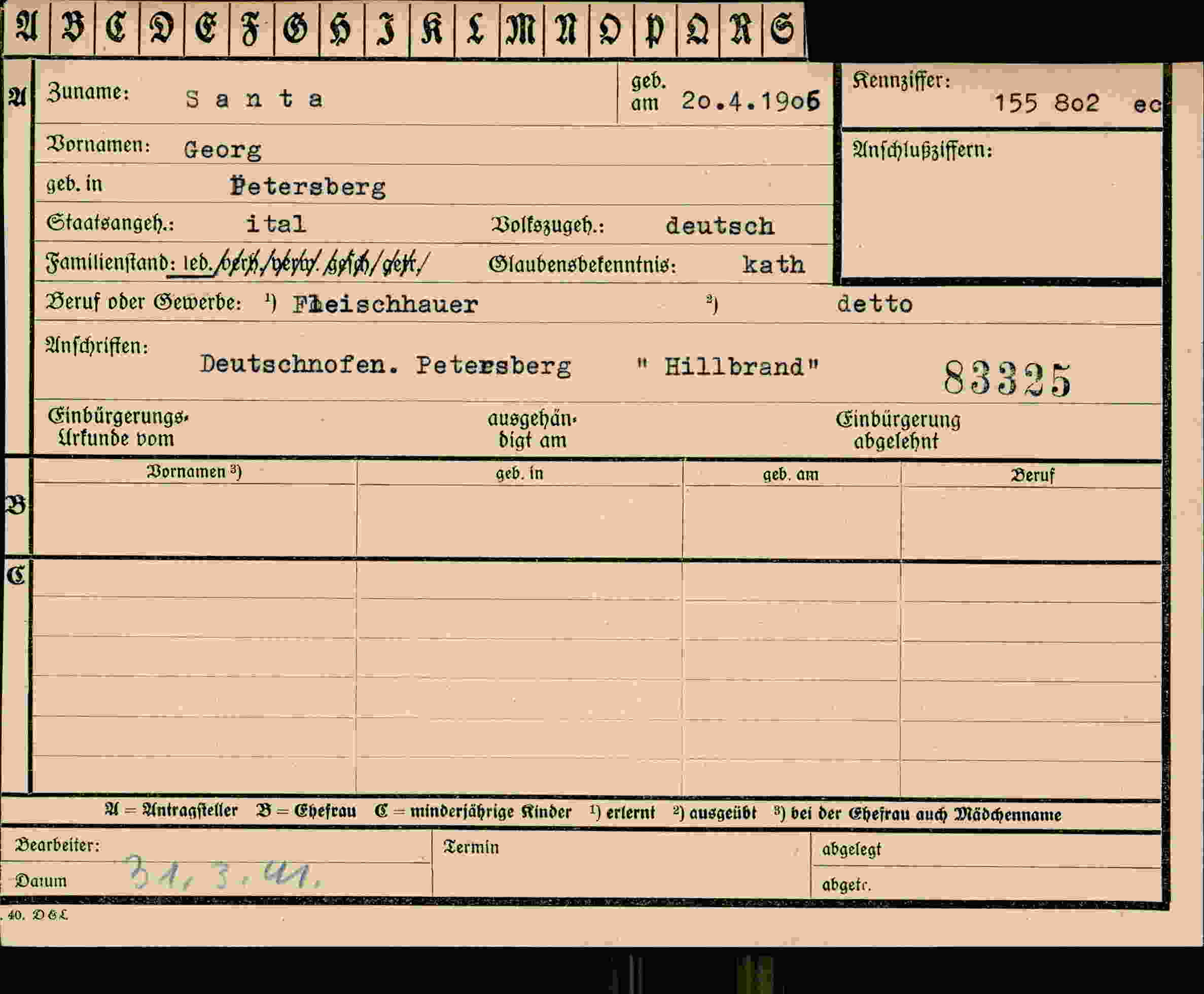Dokument für Georg Santa