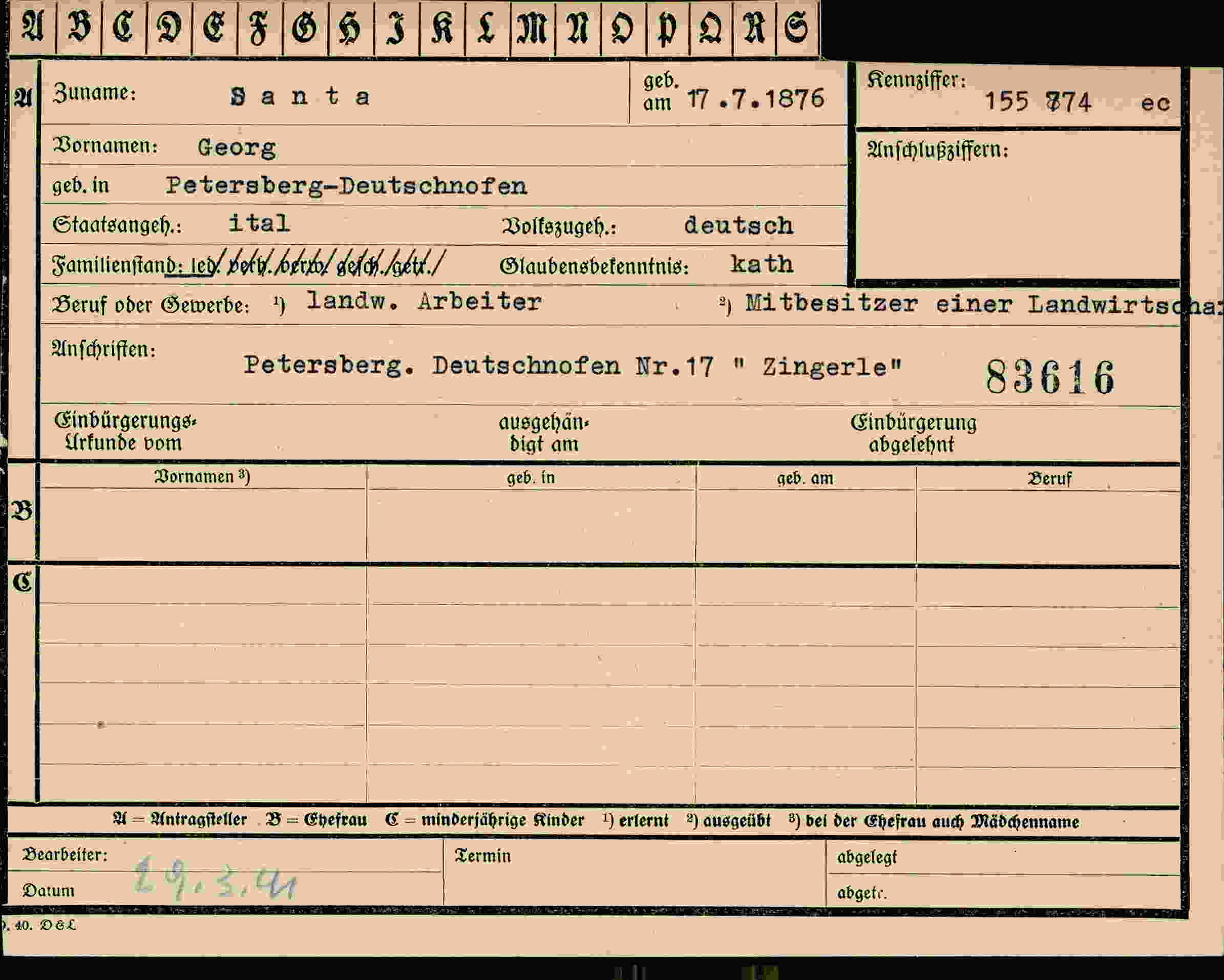 Dokument für Georg Santa
