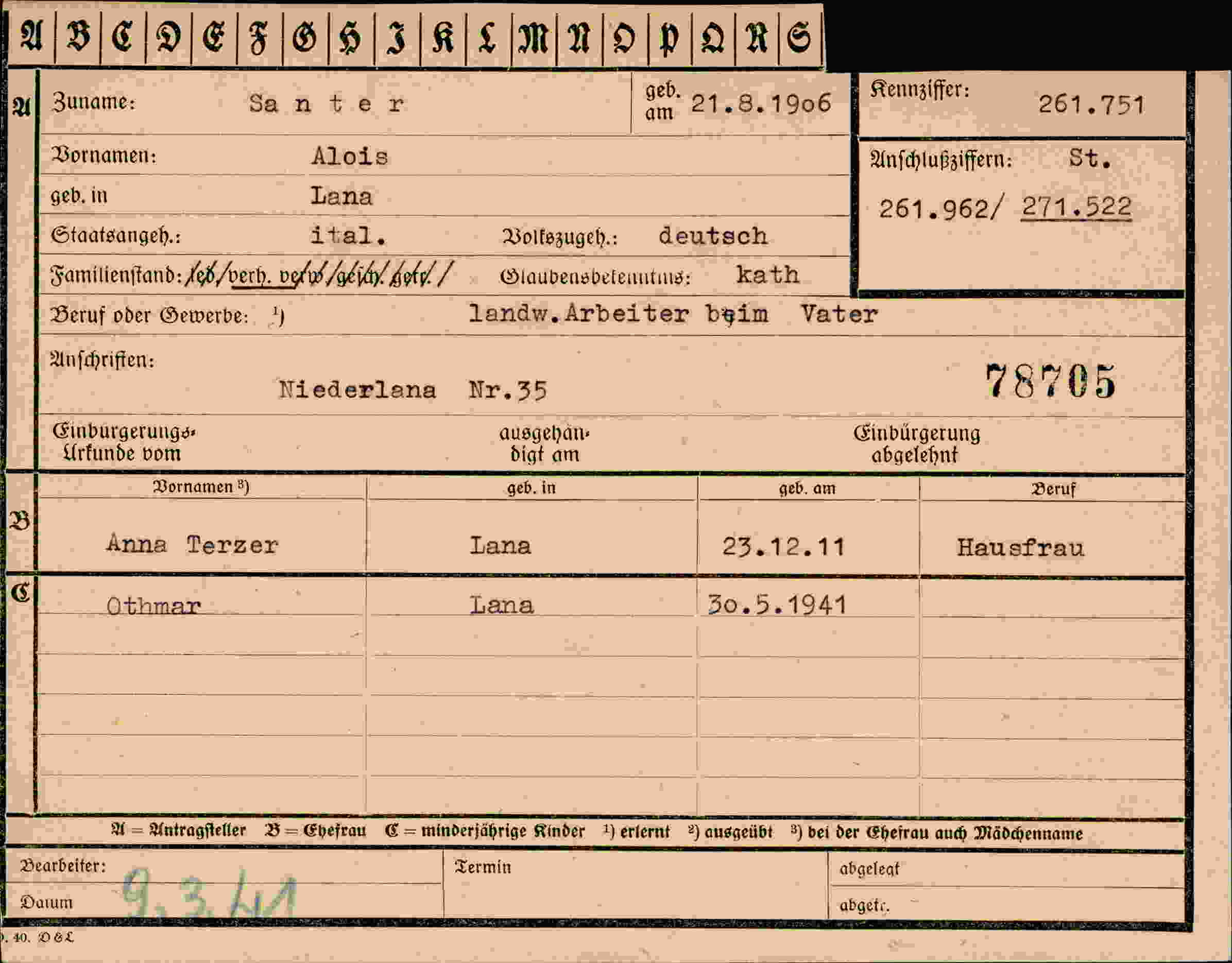 Dokument für Alois Santer